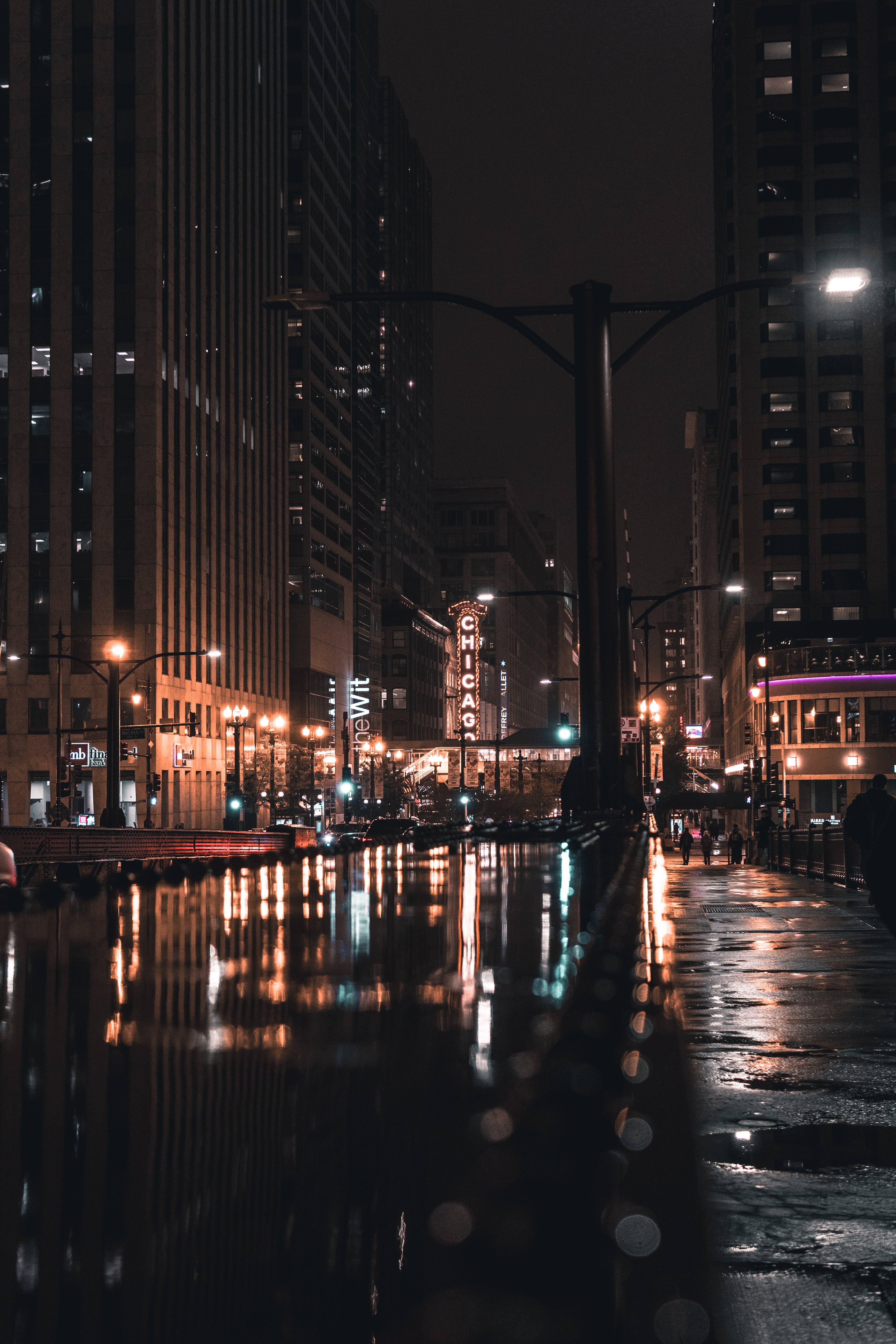 chicago, night city, city lights, cities, architecture, usa, united states, street