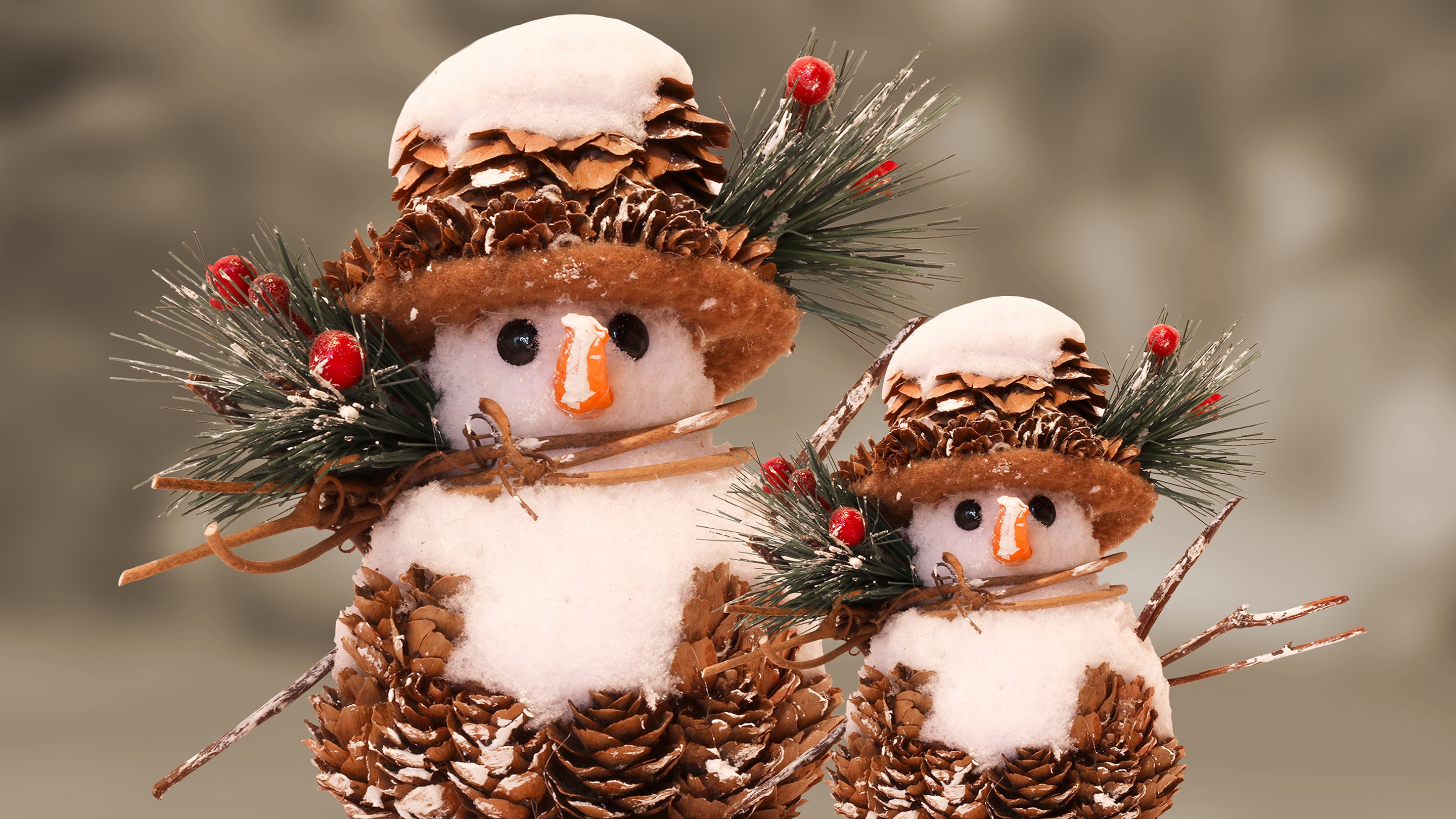 Free download wallpaper Snowman, Christmas, Photography, Pine Cone on your PC desktop
