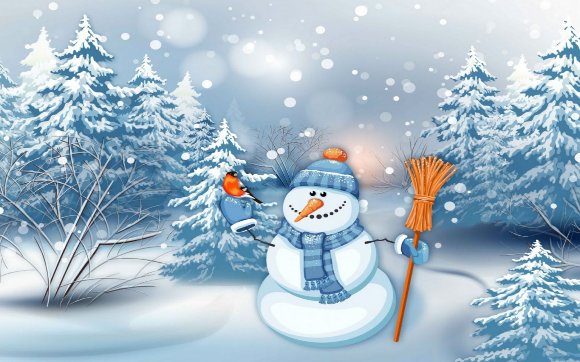 Скачать картинку Зима, Снеговик, Художественные в телефон бесплатно.