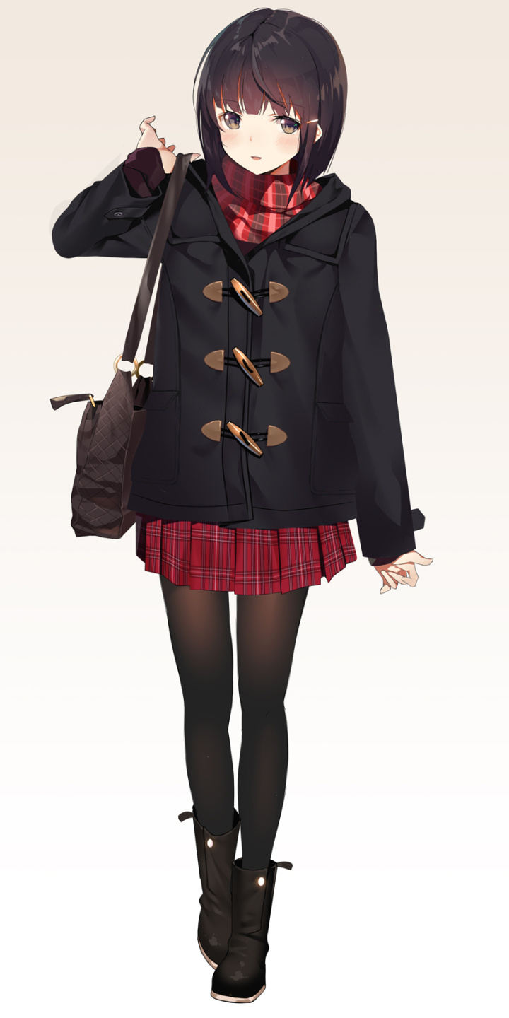 Download mobile wallpaper Anime, Bag, Skirt, Original, Blush, Pantyhose for free.