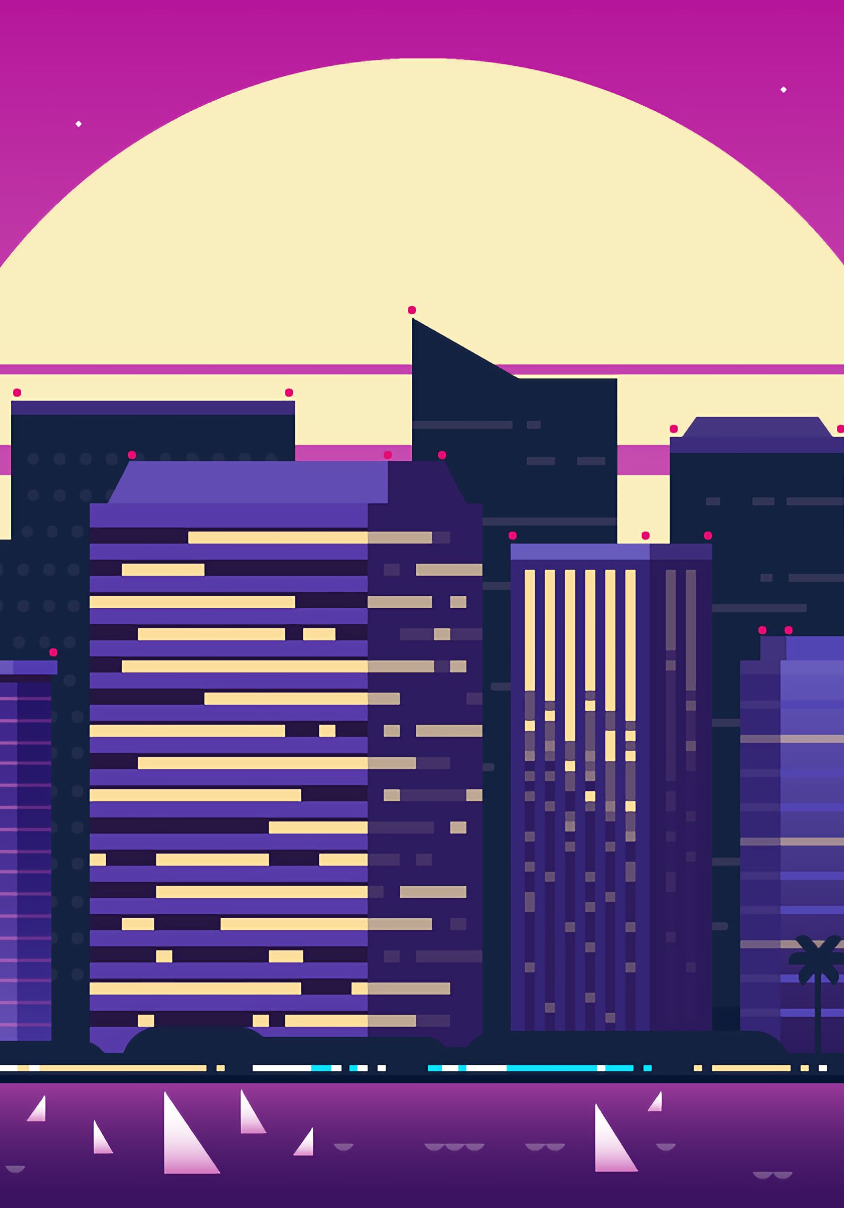 Download mobile wallpaper City, Artistic, Retro Wave for free.