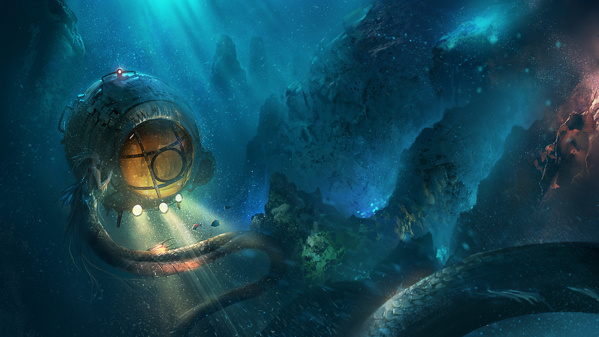 Download mobile wallpaper Fantasy, Creature, Underwater, Mermaid, Sea Monster for free.