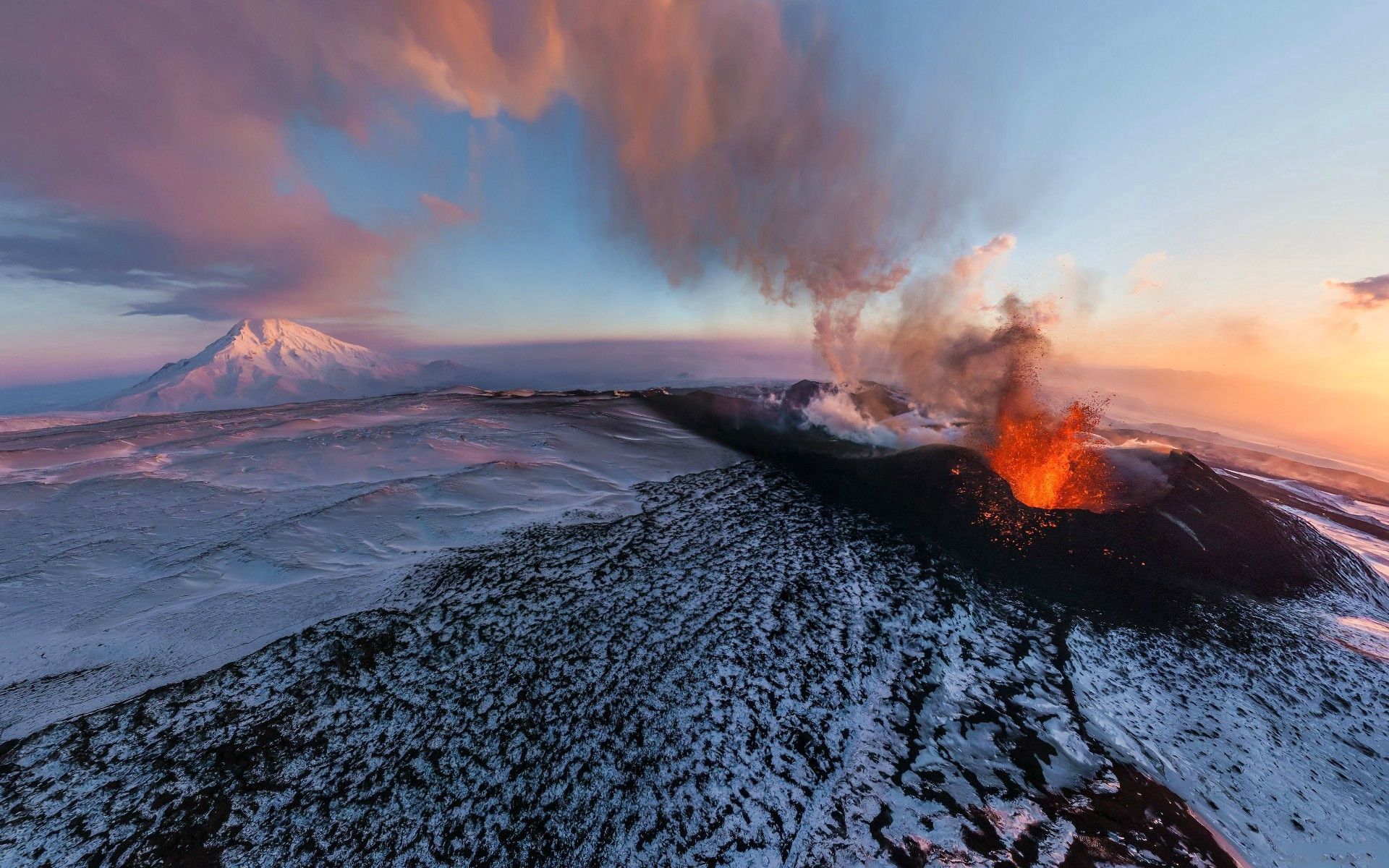 無料モバイル壁紙火山, 自然, 日没, 山脈をダウンロードします。