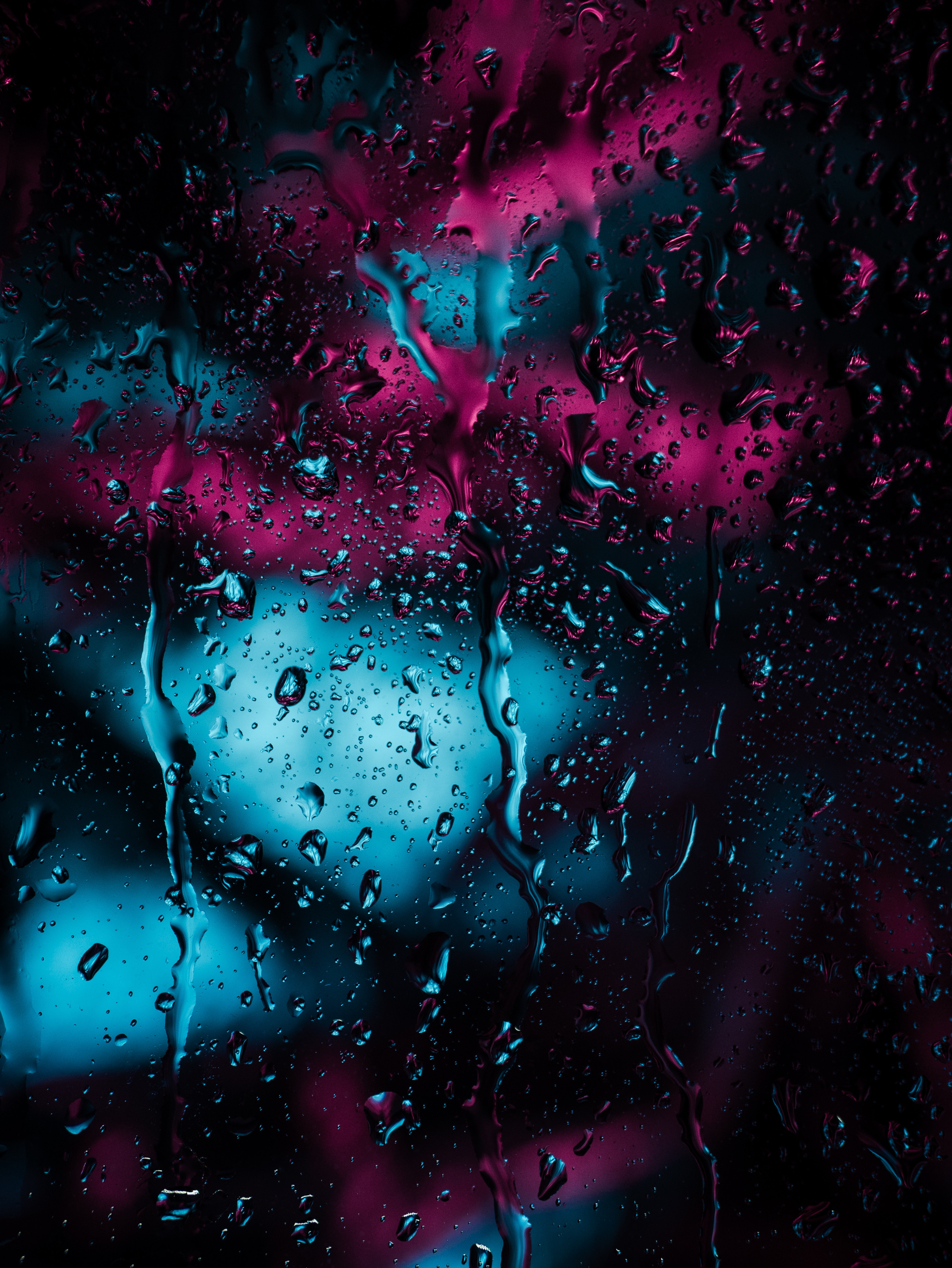 dark, surface, rain, drops, macro, moisture, glass