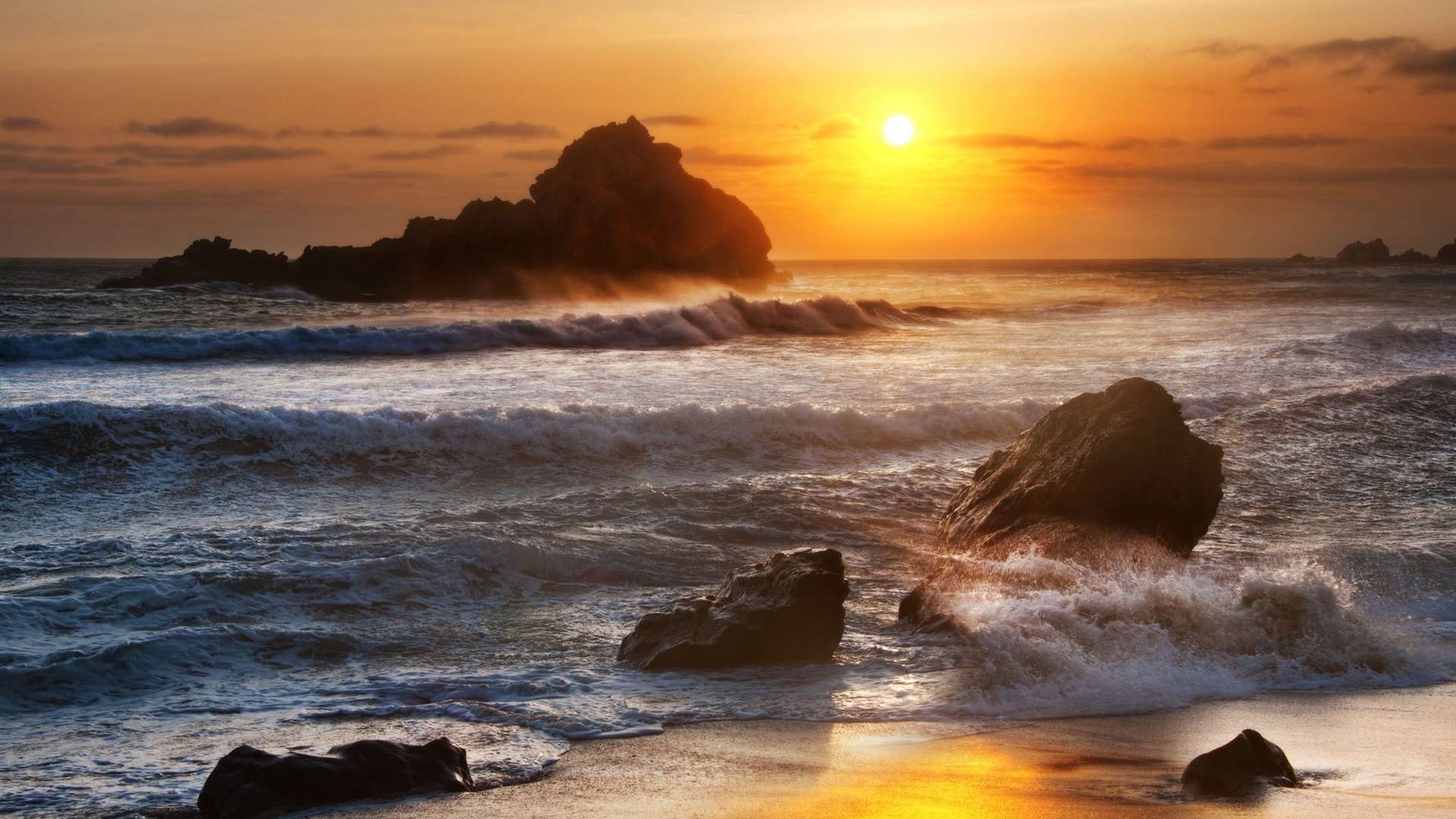 Laden Sie das Natur, Strand, Sonnenaufgang, Dämmerung, Abend, Welle, Meer, Sonne, Erde/natur, Meereslandschaft-Bild kostenlos auf Ihren PC-Desktop herunter