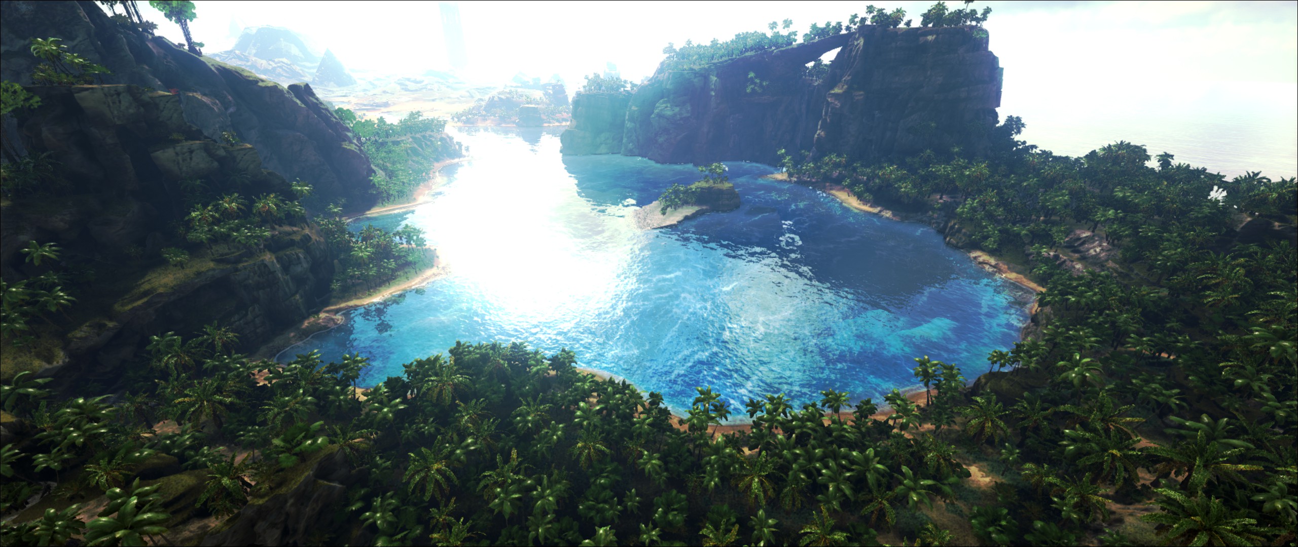 ark: survival evolved, video game, jungle, lake