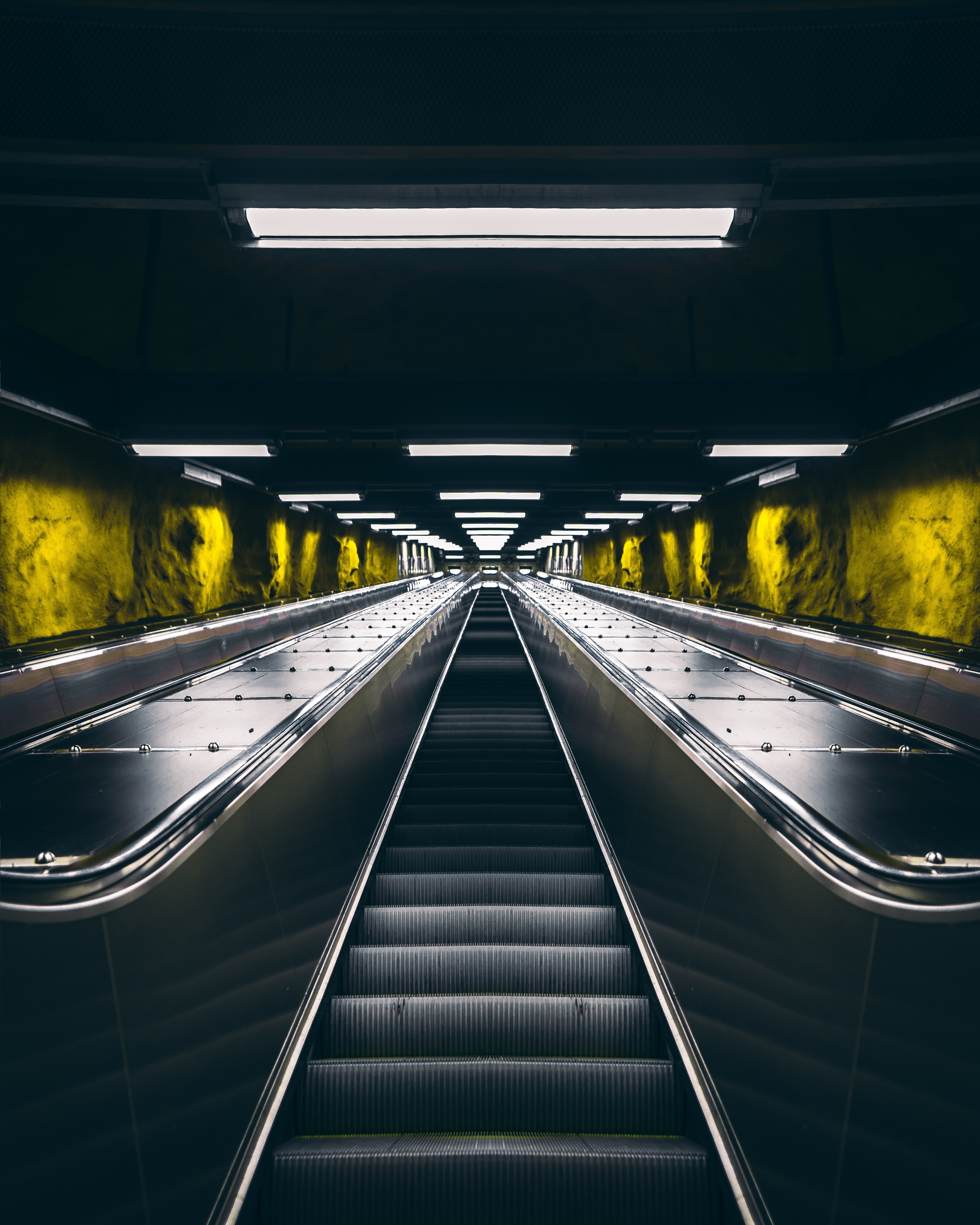 tunnel, miscellanea, miscellaneous, backlight, illumination, metro, subway, escalator