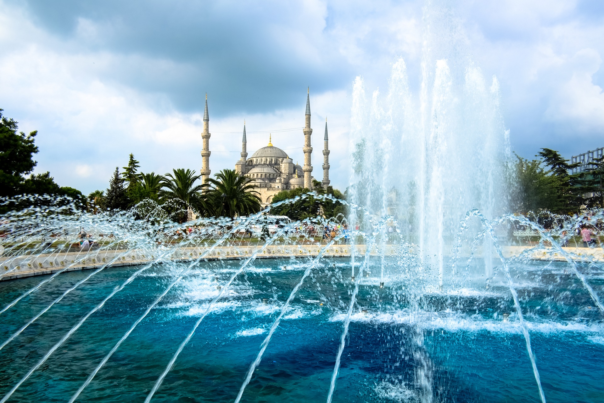 387914 скачать обои мечети, религиозные, мечеть султана ахмеда, фонтан - заставки и картинки бесплатно