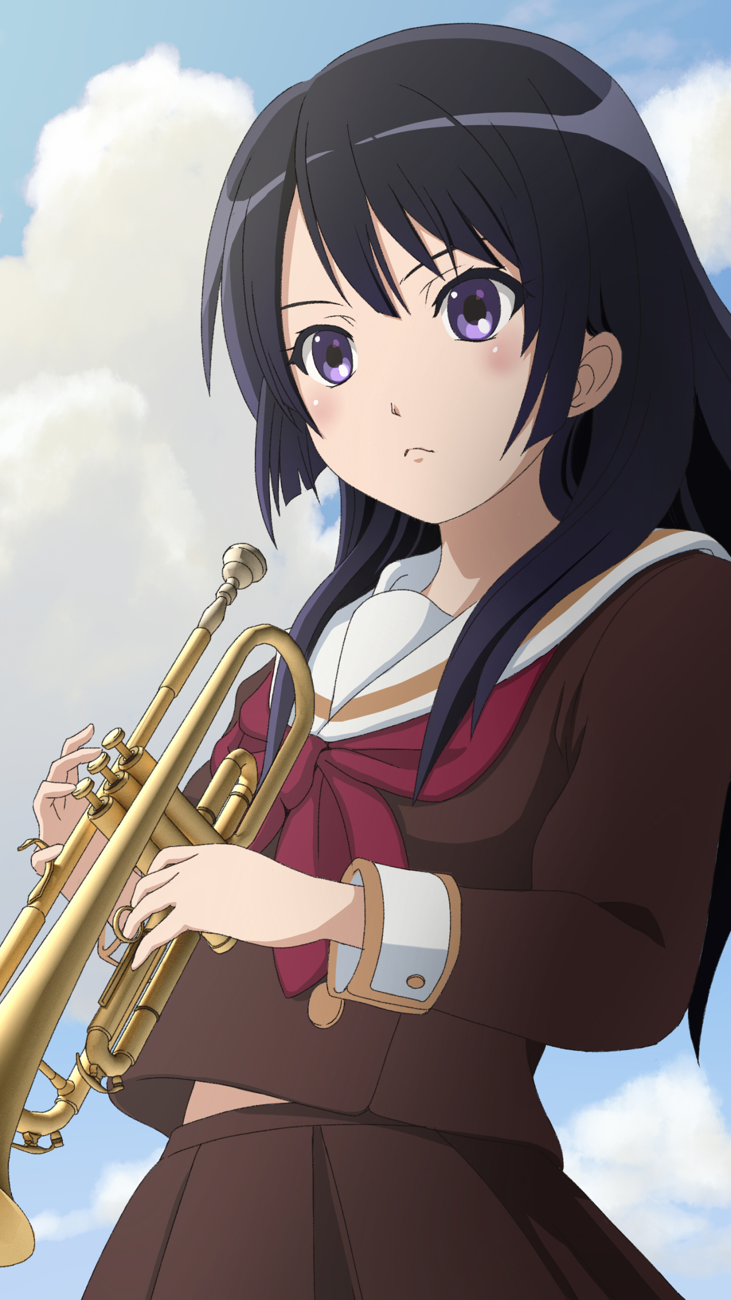 anime, sound! euphonium, purple eyes, trumpet, reina kousaka