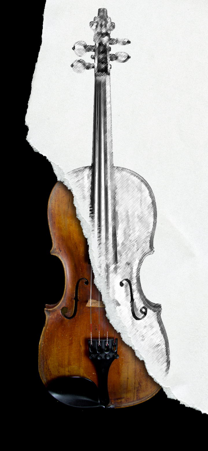 Download mobile wallpaper Music, Photoshop, Paper, Violin for free.