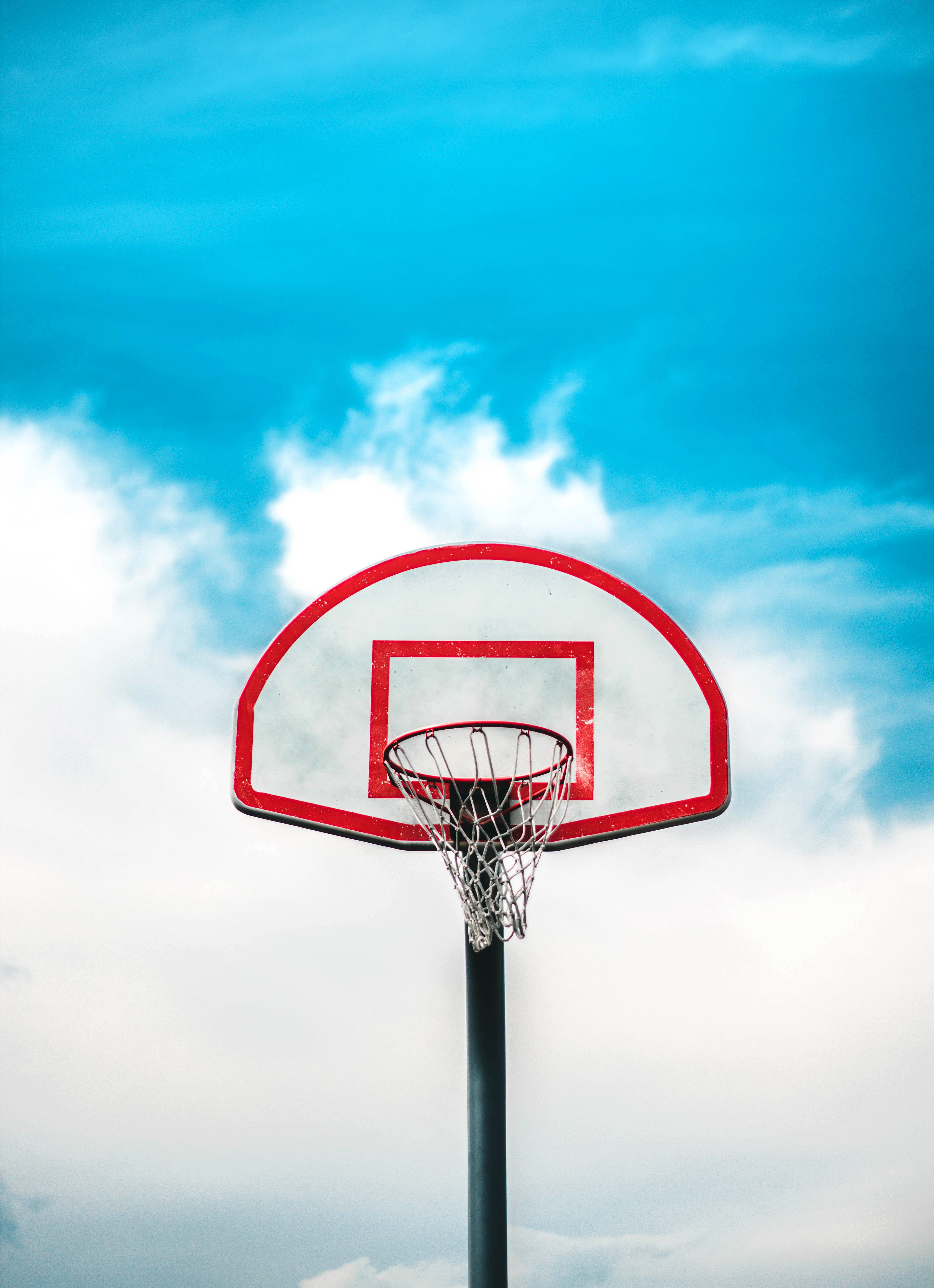 basketball hoop, basketball, sports, sky, shield, grid, basketball ring