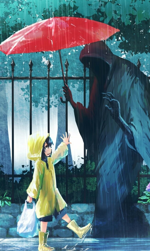 Download mobile wallpaper Anime, Rain, Death, Umbrella, Original for free.