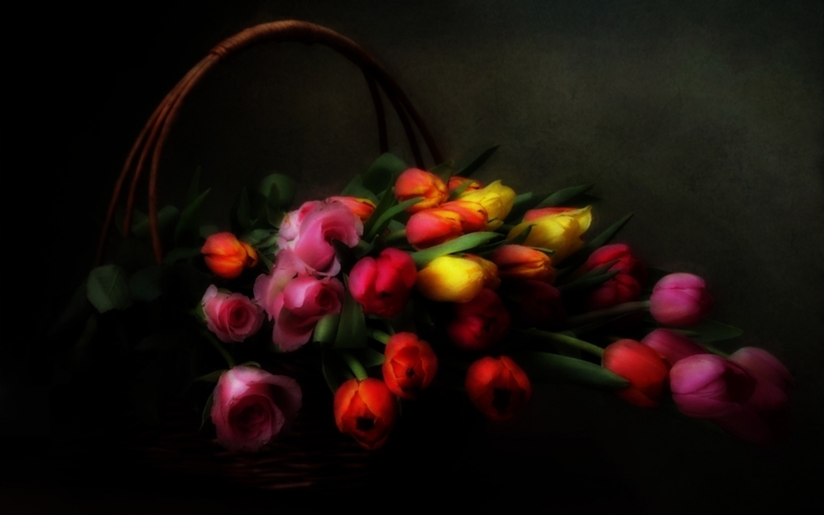 Free download wallpaper Flower, Rose, Colors, Colorful, Basket, Tulip, Man Made on your PC desktop
