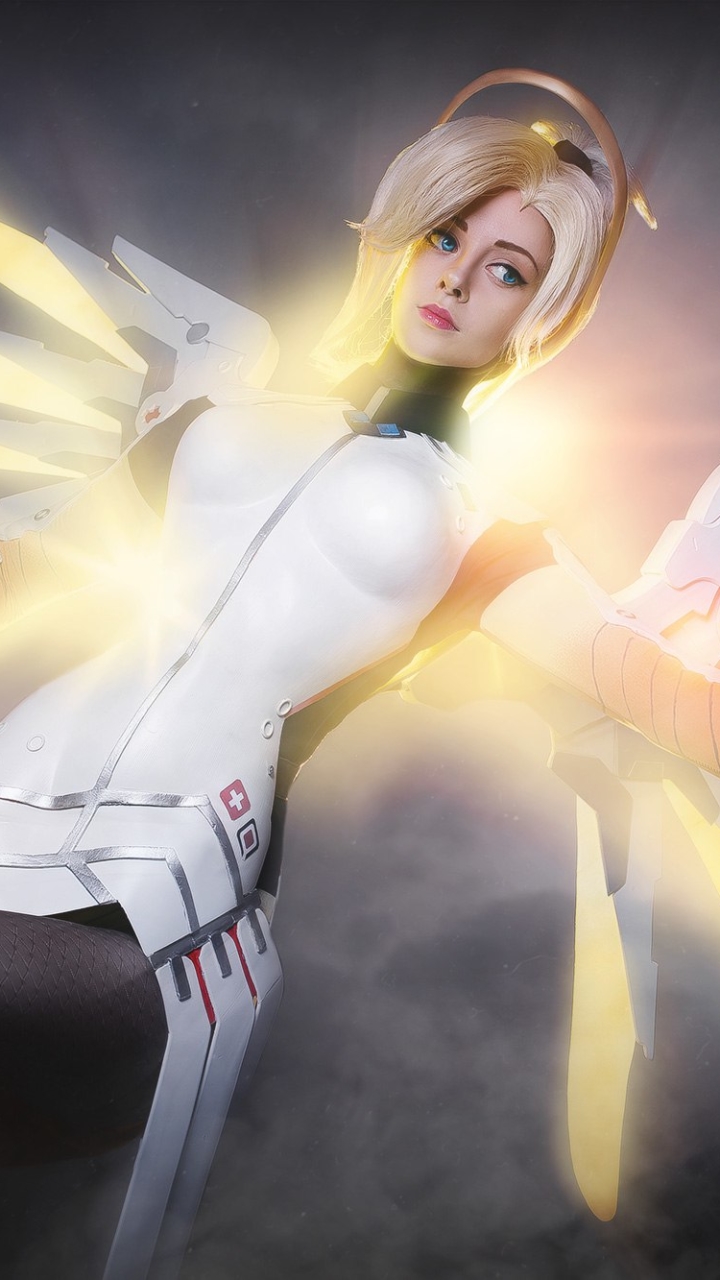 Download mobile wallpaper Women, Overwatch, Cosplay, Mercy (Overwatch) for free.