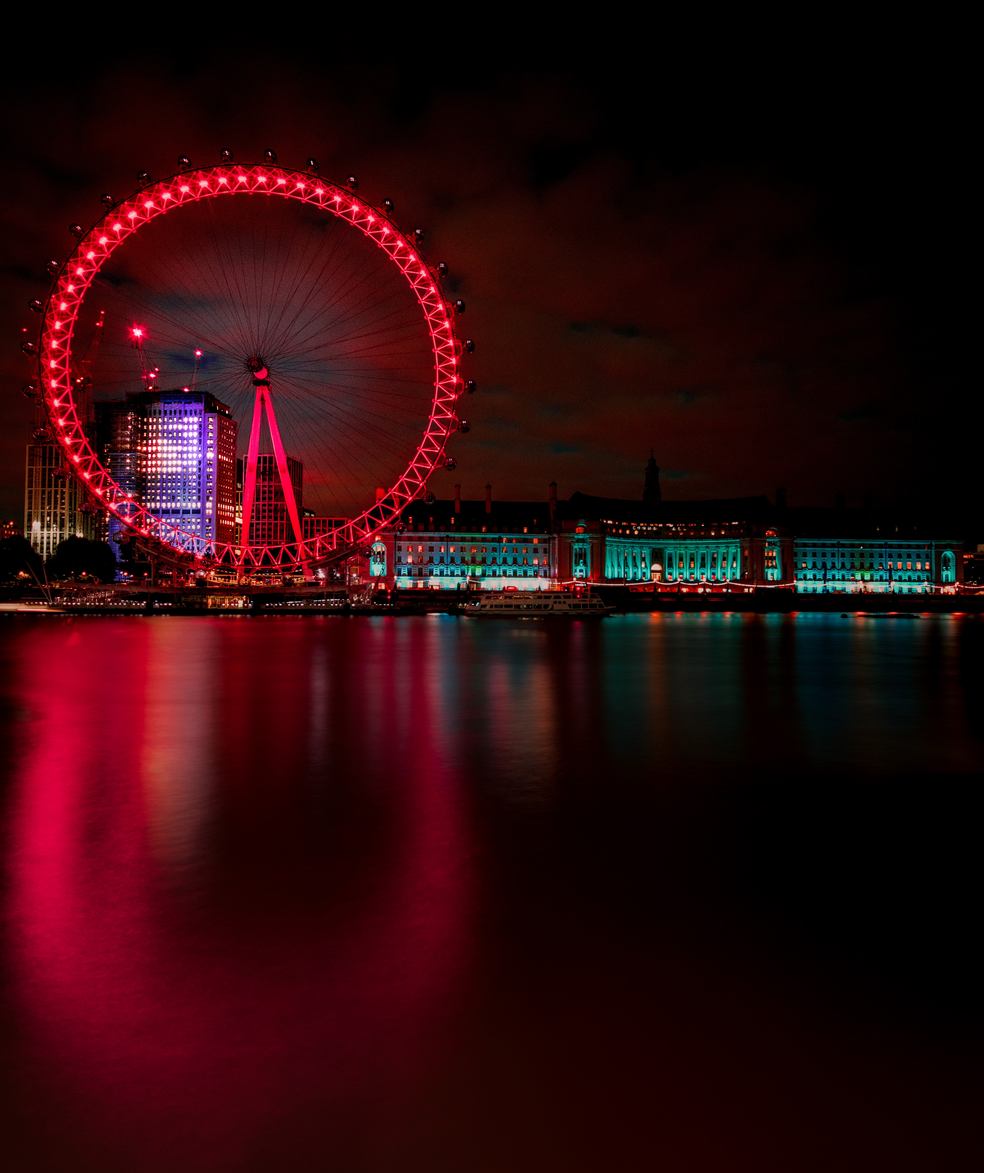 london, great britain, night city, ferris wheel, united kingdom, cities