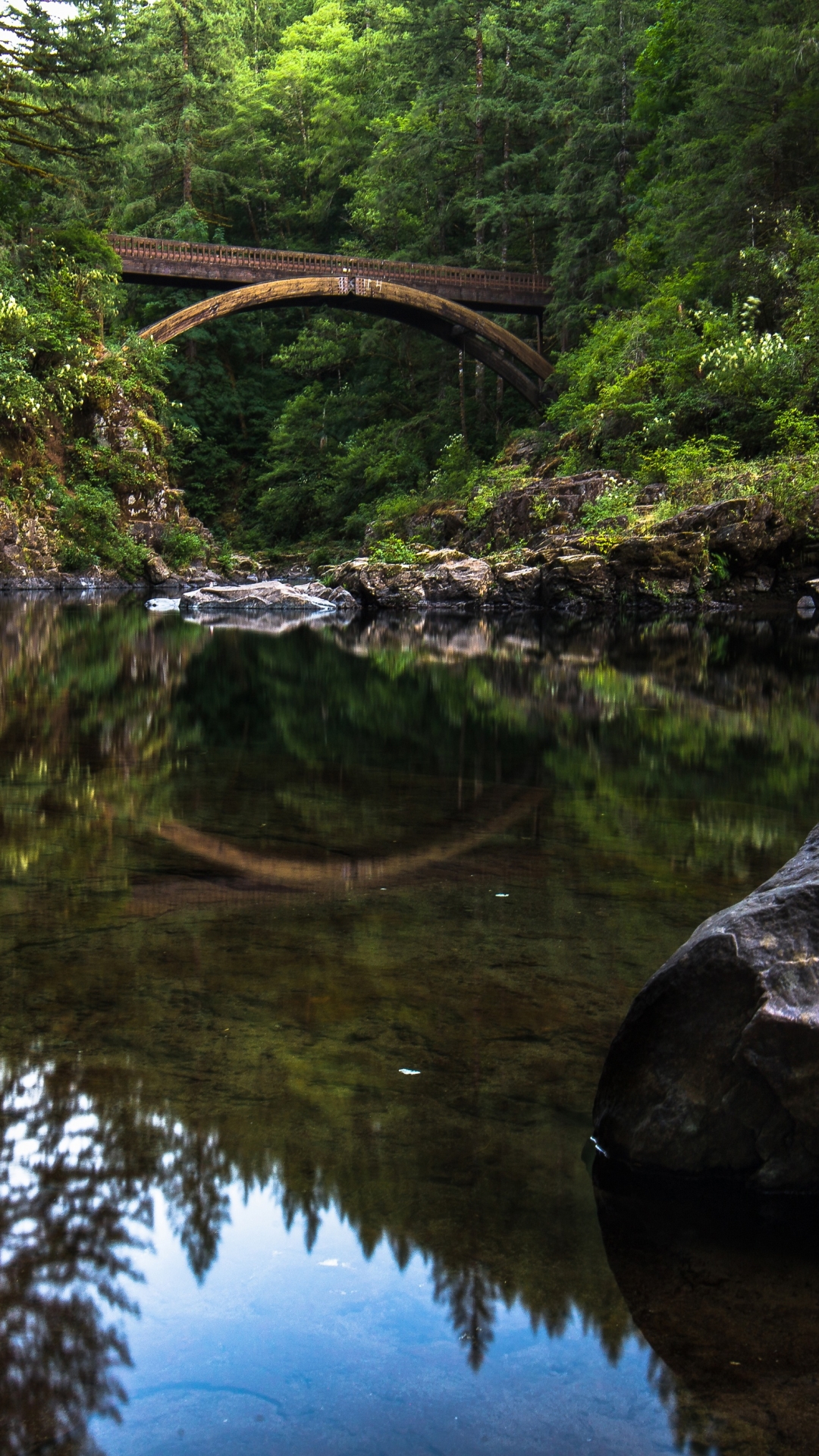 Descarga gratuita de fondo de pantalla para móvil de Naturaleza, Puentes, Rio, Reflexión, Puente, Río, Hecho Por El Hombre, Reflejo.