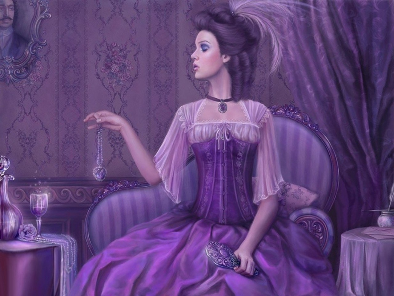 Download mobile wallpaper Fantasy, Purple, Women for free.