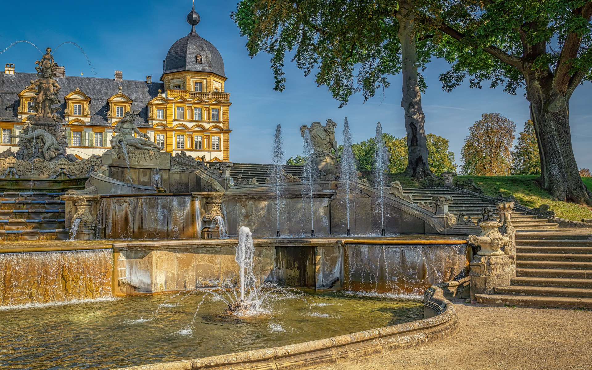 Download mobile wallpaper Fountain, Germany, Man Made, Seehof Palace for free.