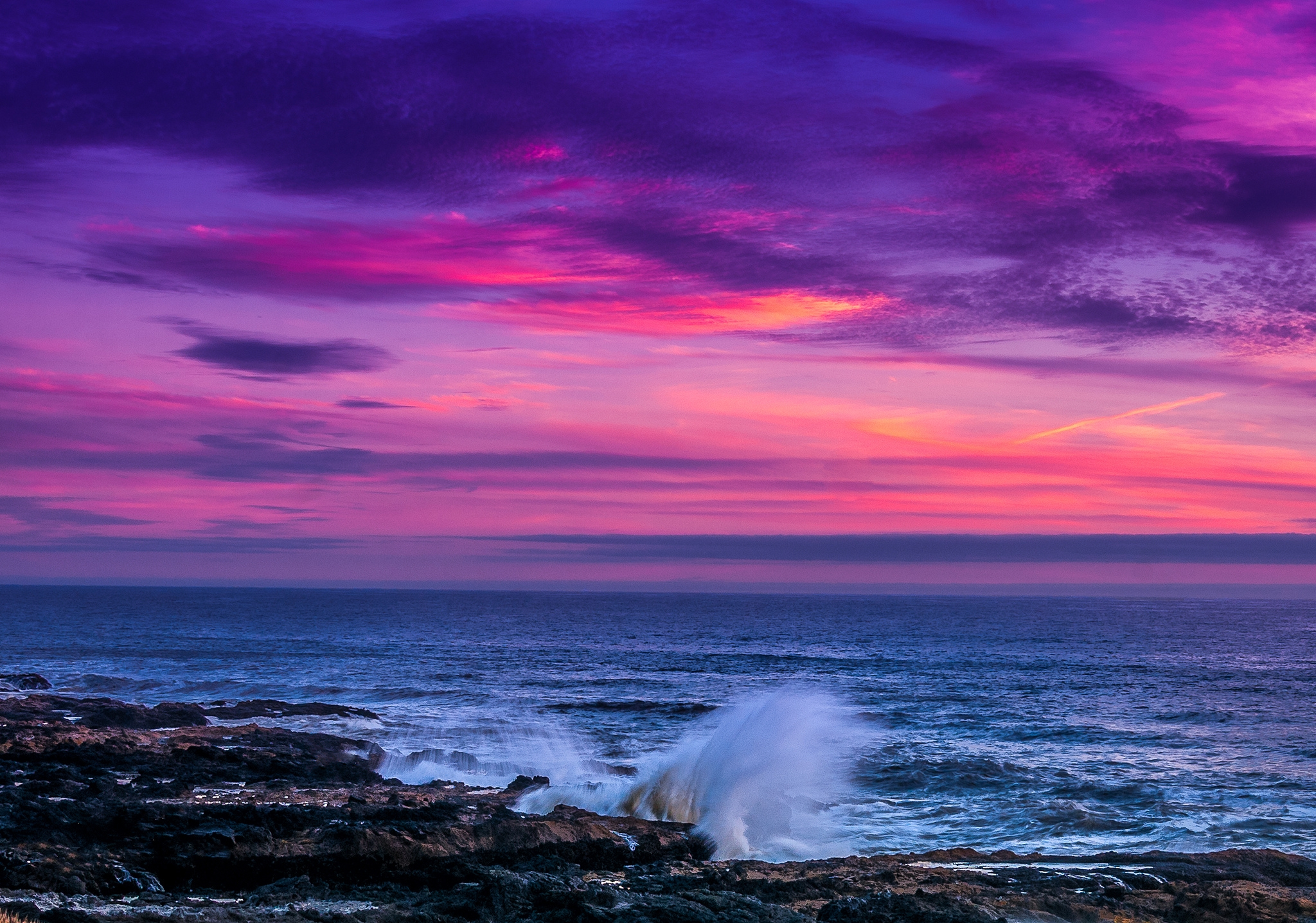 Free download wallpaper Sunset, Sky, Sea, Pink, Horizon, Ocean, Earth on your PC desktop