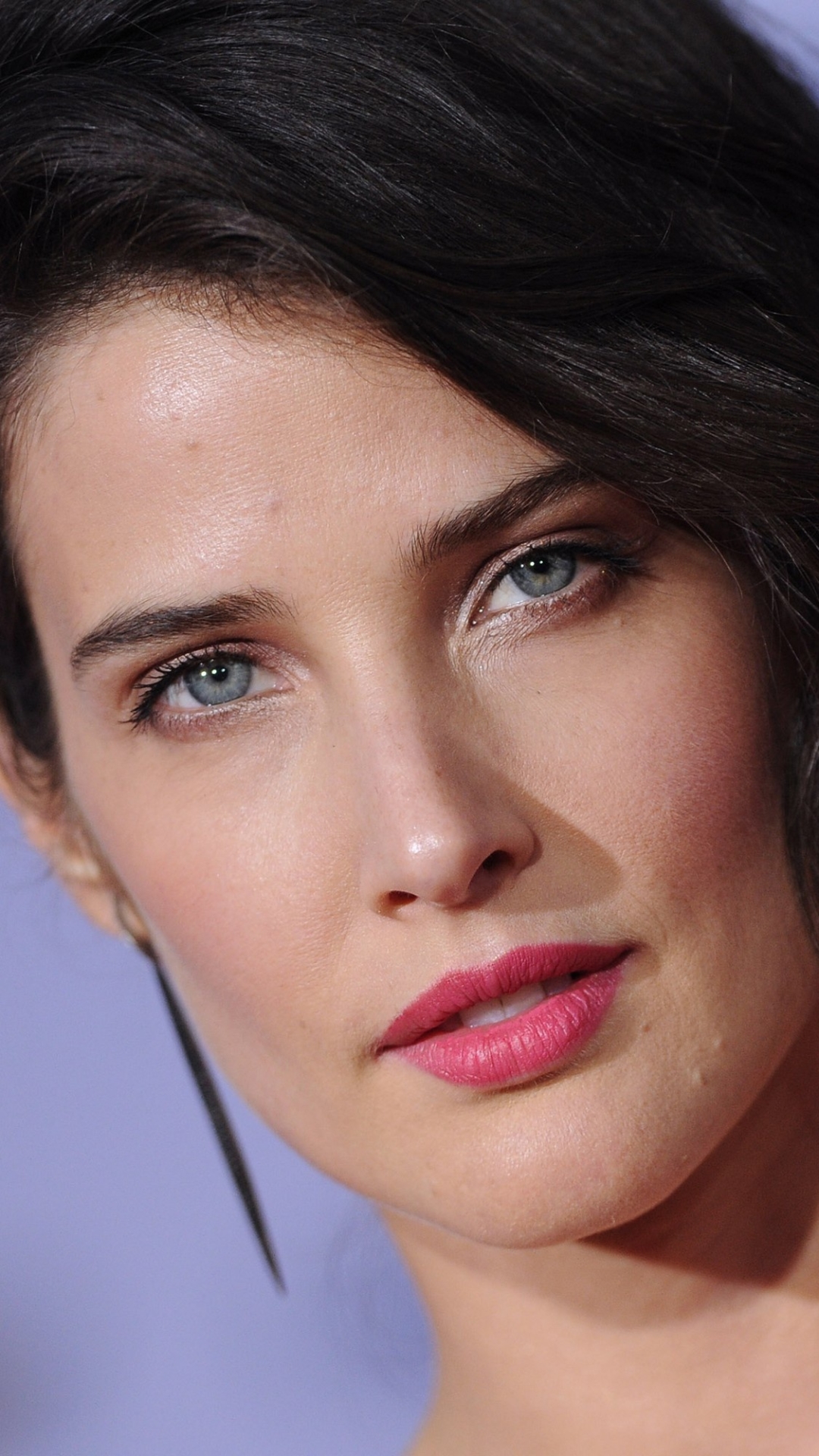 Download mobile wallpaper Face, Blue Eyes, Celebrity, Canadian, Black Hair, Actress, Lipstick, Cobie Smulders for free.