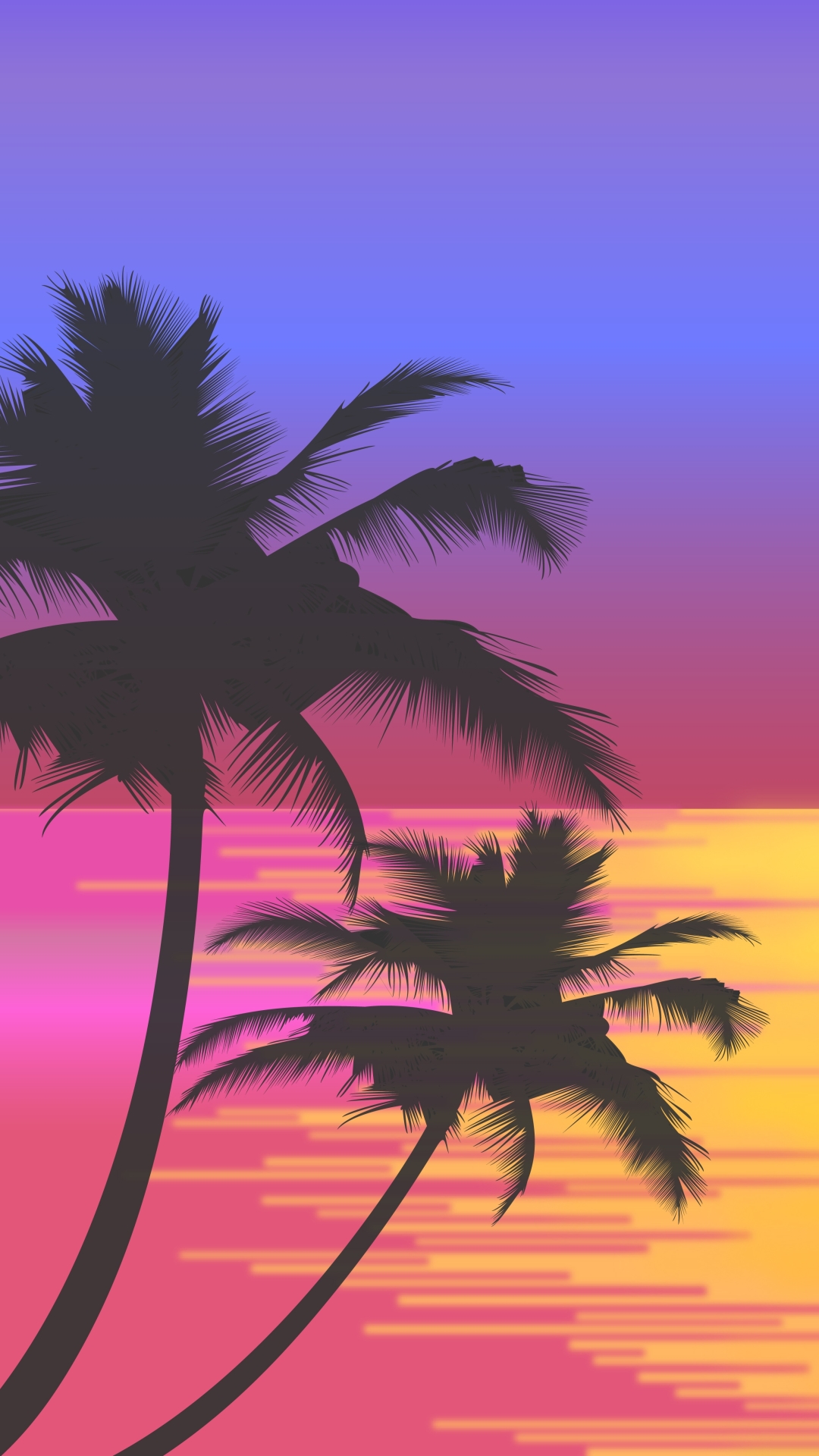 Download mobile wallpaper Sun, Retro, Artistic, Palm Tree for free.