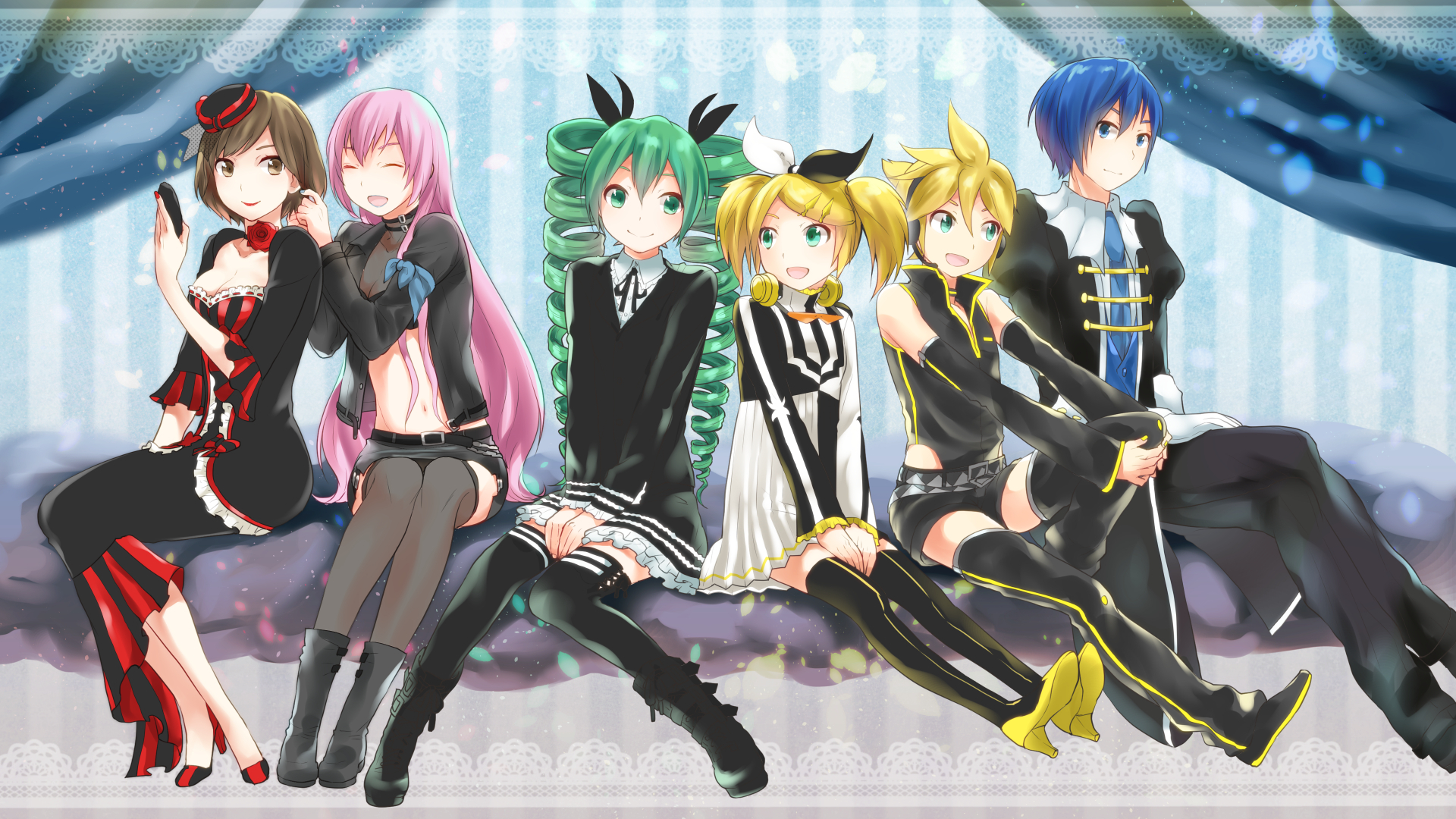 Laden Sie das Vocaloid, Hatsune Miku, Animes, Lukas Megurin, Rin Kagamine, Kaito (Vocaloid), Len Kagamine, Meiko (Vocaloid), Projekt Diva-Bild kostenlos auf Ihren PC-Desktop herunter