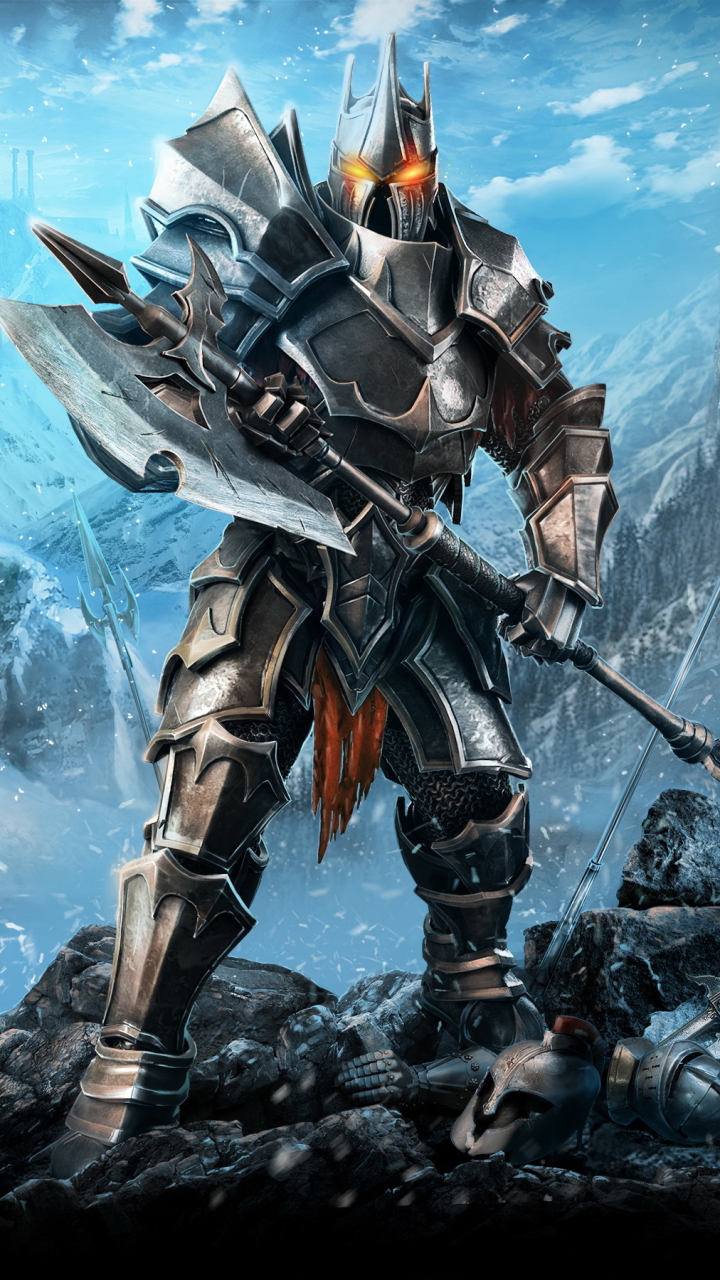 Download mobile wallpaper Winter, Weapon, Warrior, Snowfall, Armor, Video Game, Castle, Stormfall: Age Of War for free.
