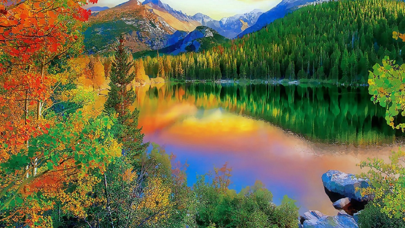 Скачать обои бесплатно Осень, Озера, Озеро, Земля/природа картинка на рабочий стол ПК