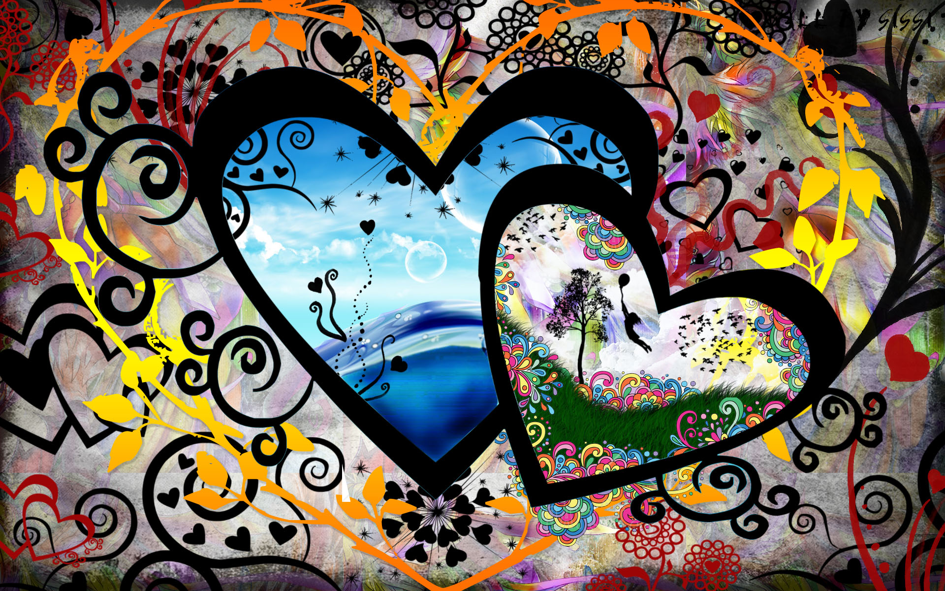 Téléchargez des papiers peints mobile Amour, Coloré, Artistique, Coeur gratuitement.