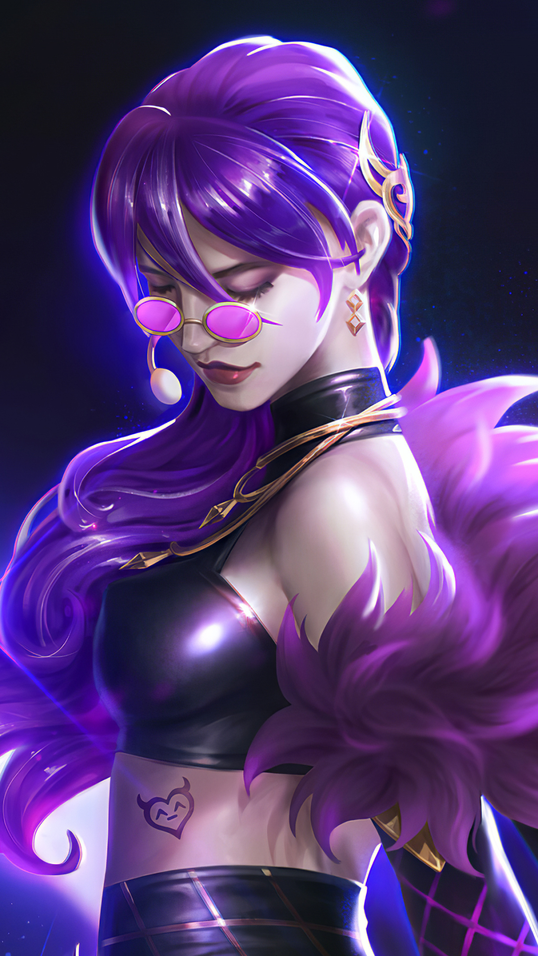 Download mobile wallpaper League Of Legends, Sunglasses, Video Game, Long Hair, Purple Hair, Evelynn (League Of Legends) for free.