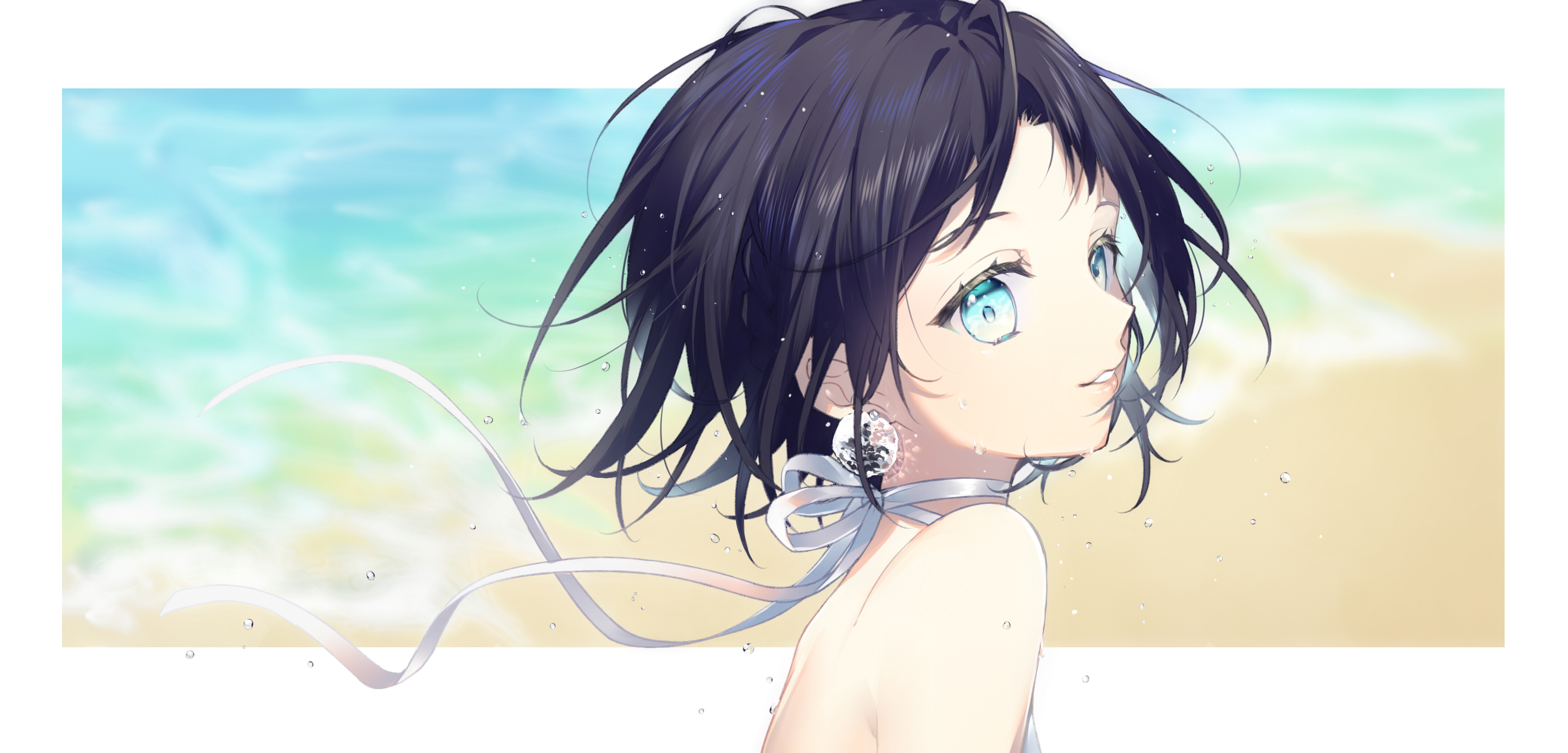 Free download wallpaper Anime, Original, Black Hair, Aqua Eyes on your PC desktop