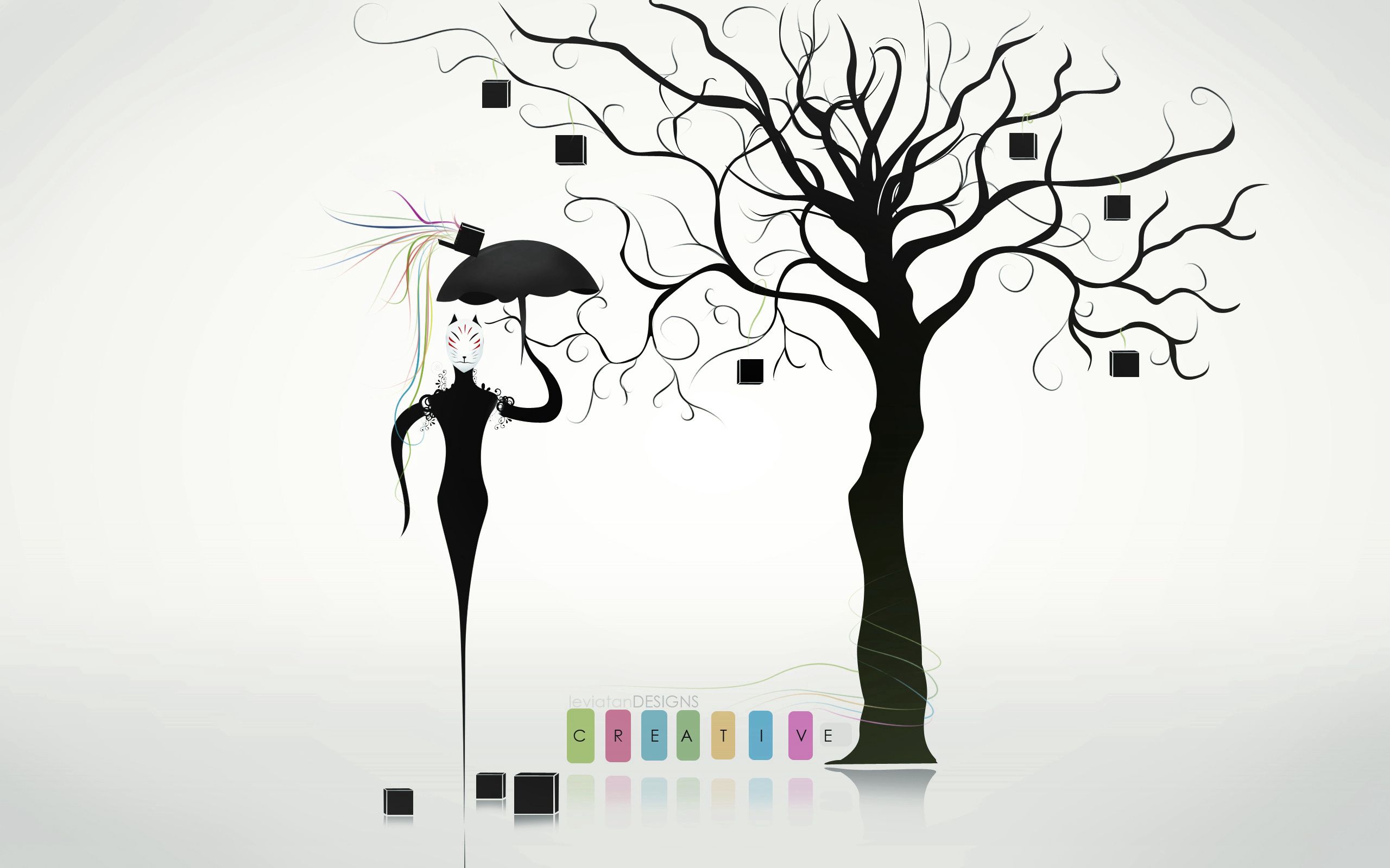 creative, miscellaneous, miscellanea, wood, tree, mask, umbrella Image for desktop