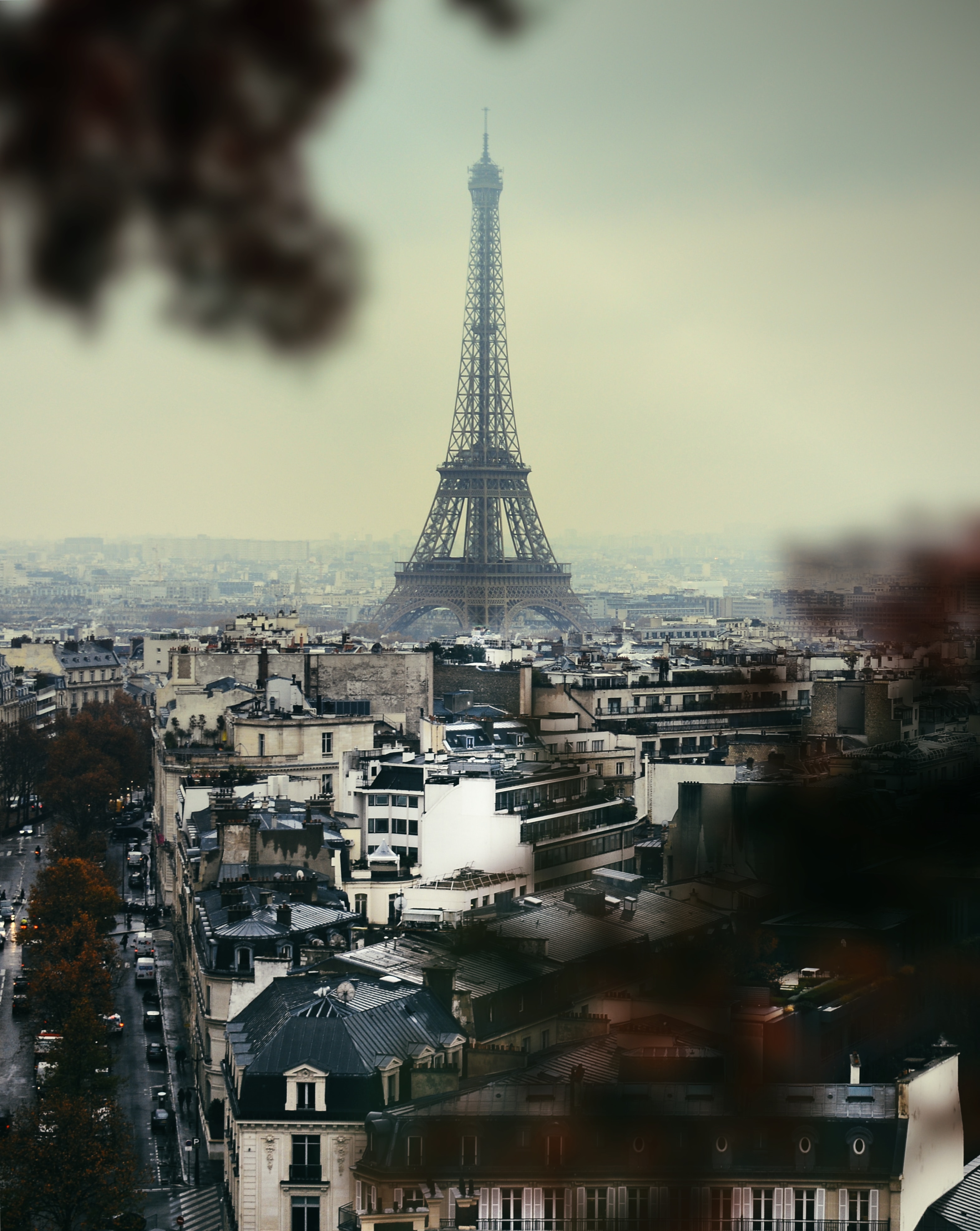 Mobile wallpaper paris, cities, architecture, eiffel tower, city, view from above