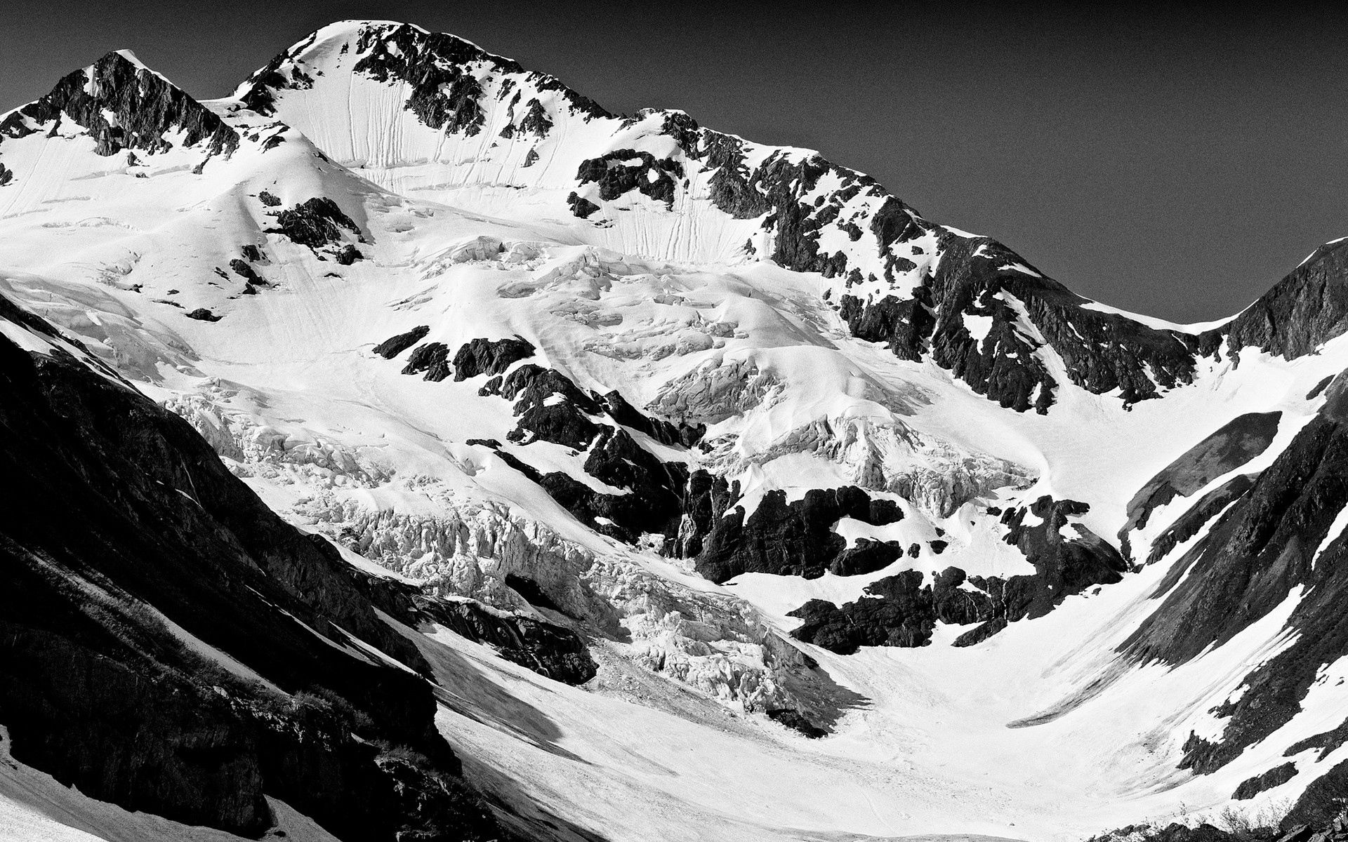 Free download wallpaper Vertex, Bw, Chb, Tops, Mountains, Nature, Snow on your PC desktop