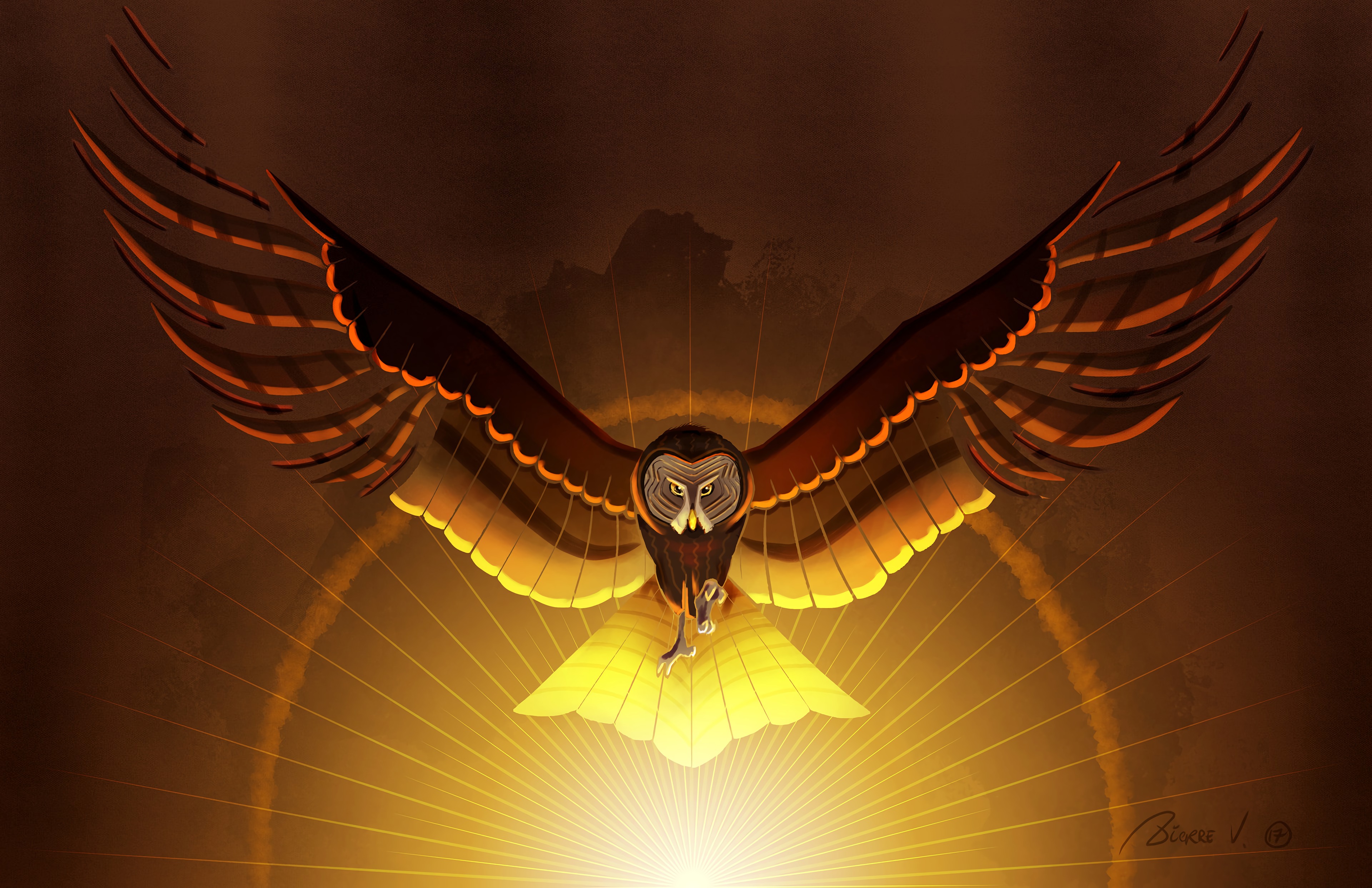 Download mobile wallpaper Bird, Wings, Owl, Art for free.