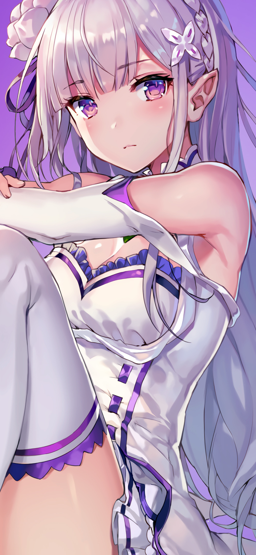 Descarga gratuita de fondo de pantalla para móvil de Animado, Ojos Morados, Pelo Blanco, Emilia (Re:zero), Re:zero Comenzando La Vida En Otro Mundo.