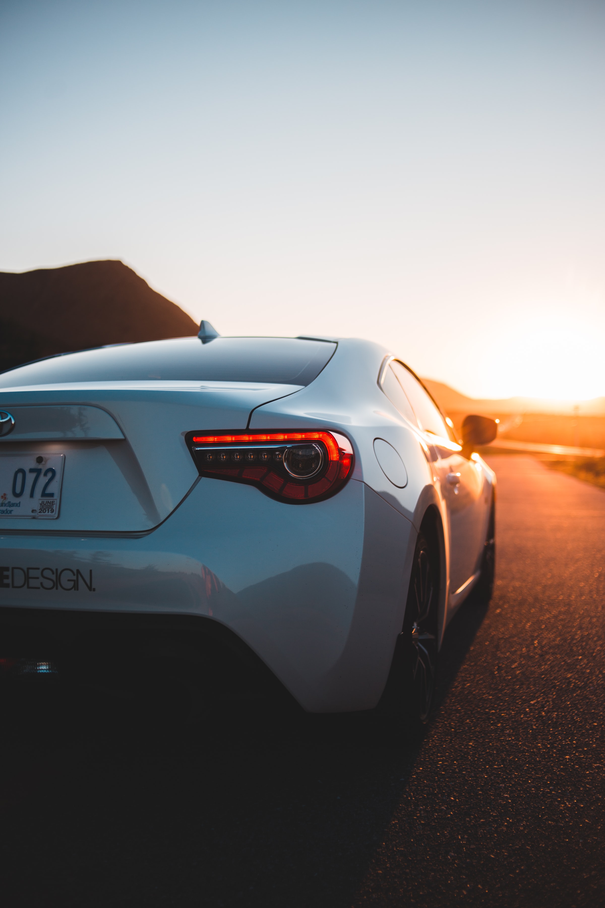Windows Backgrounds cars, rear view, sports, sunset, toyota, white, car, sports car, back view