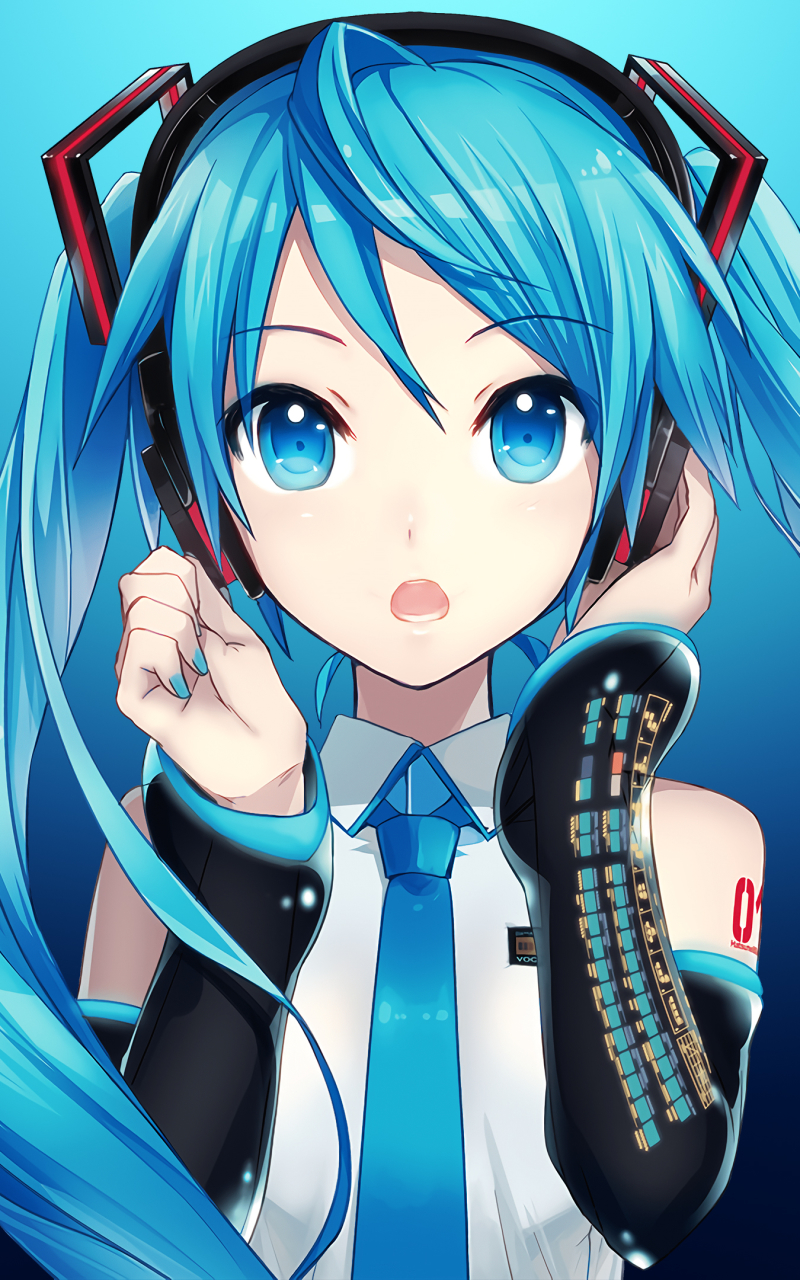 Handy-Wallpaper Vocaloid, Blaue Augen, Blaue Haare, Hatsune Miku, Animes, Lange Haare kostenlos herunterladen.