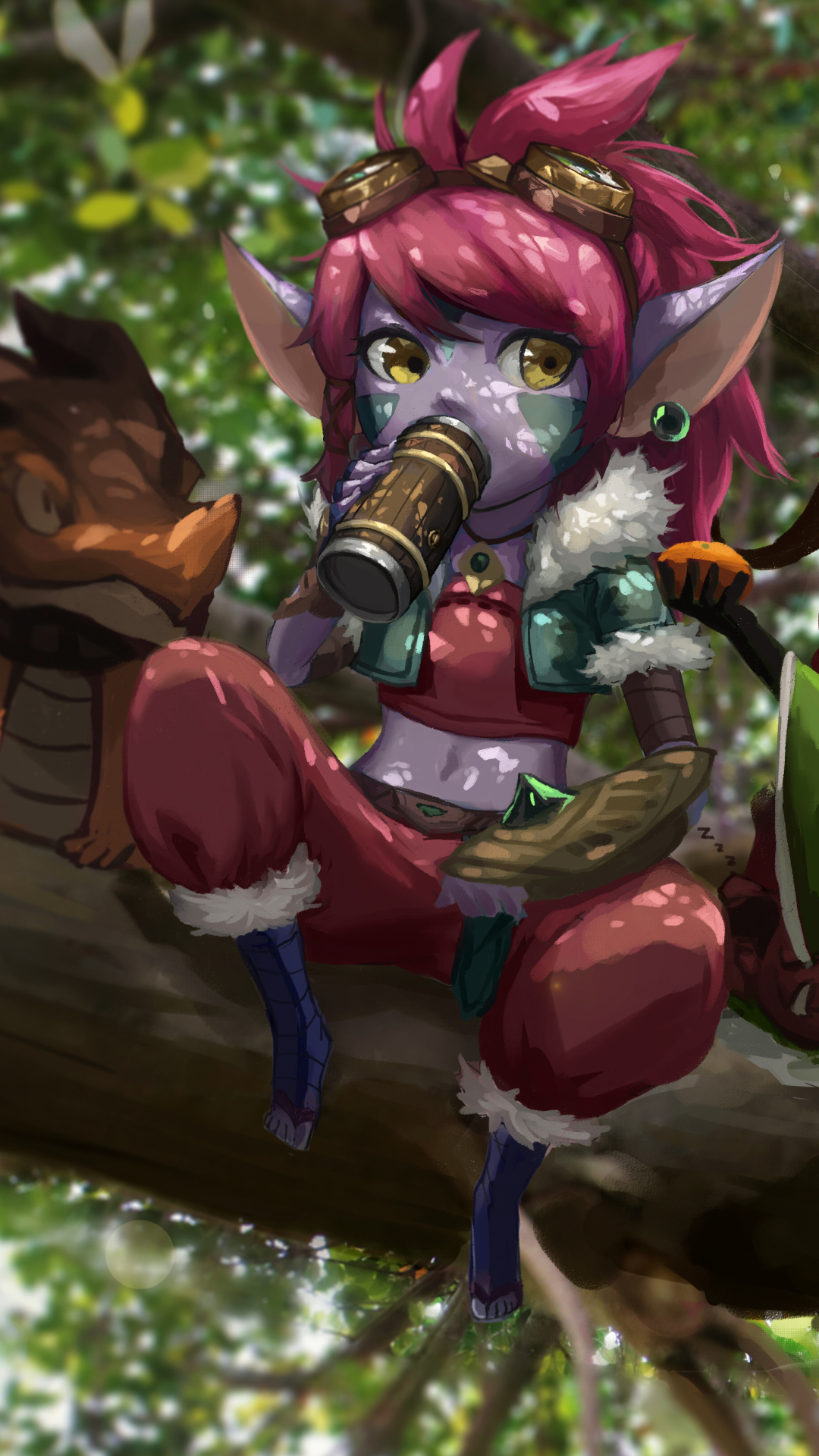 Download mobile wallpaper League Of Legends, Tree, Dragon, Drink, Video Game, Tristana (League Of Legends), Lulu (League Of Legends) for free.