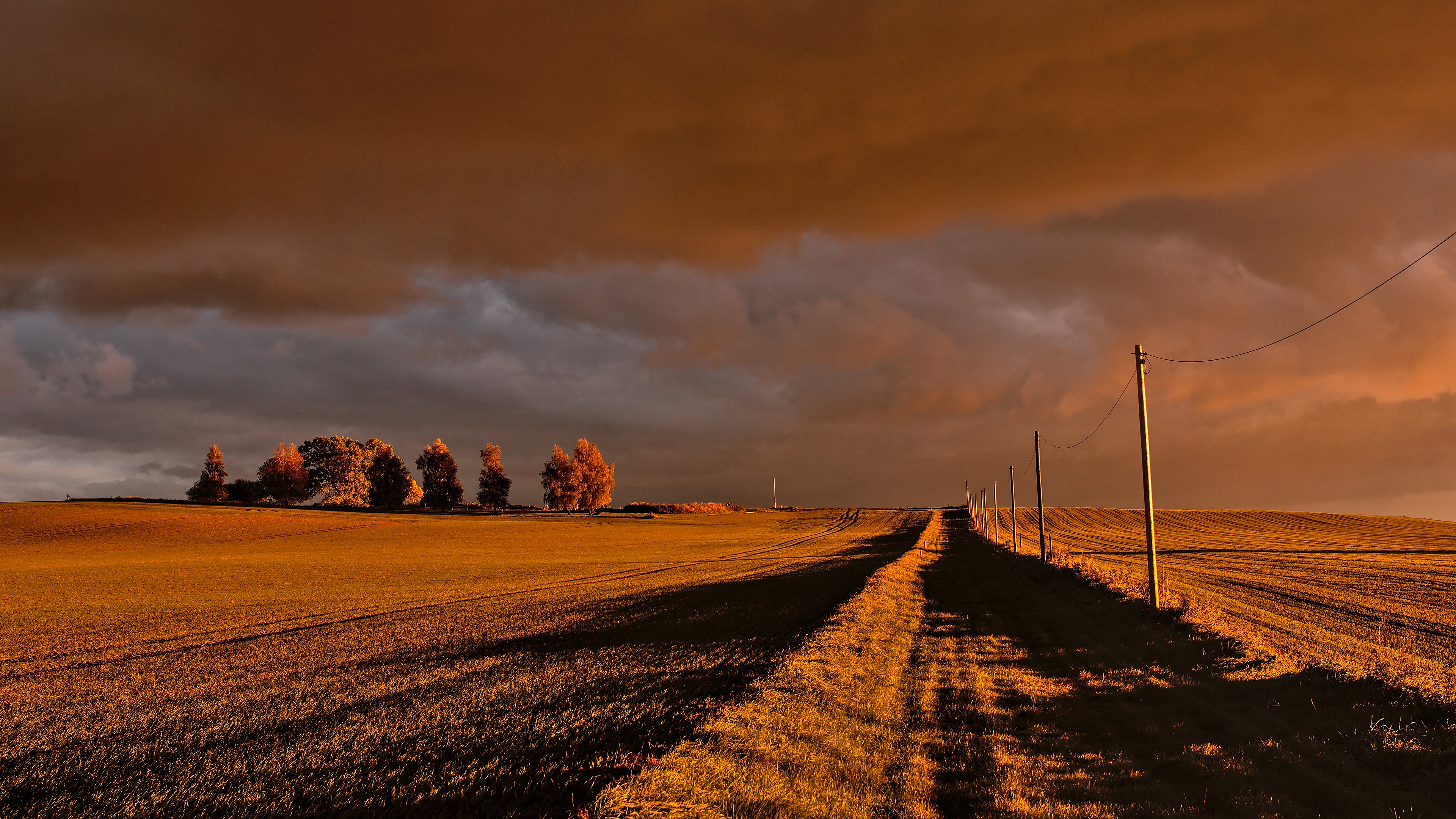 Handy-Wallpaper Herbst, Feld, Pfad, Wolke, Himmel, Menschengemacht kostenlos herunterladen.