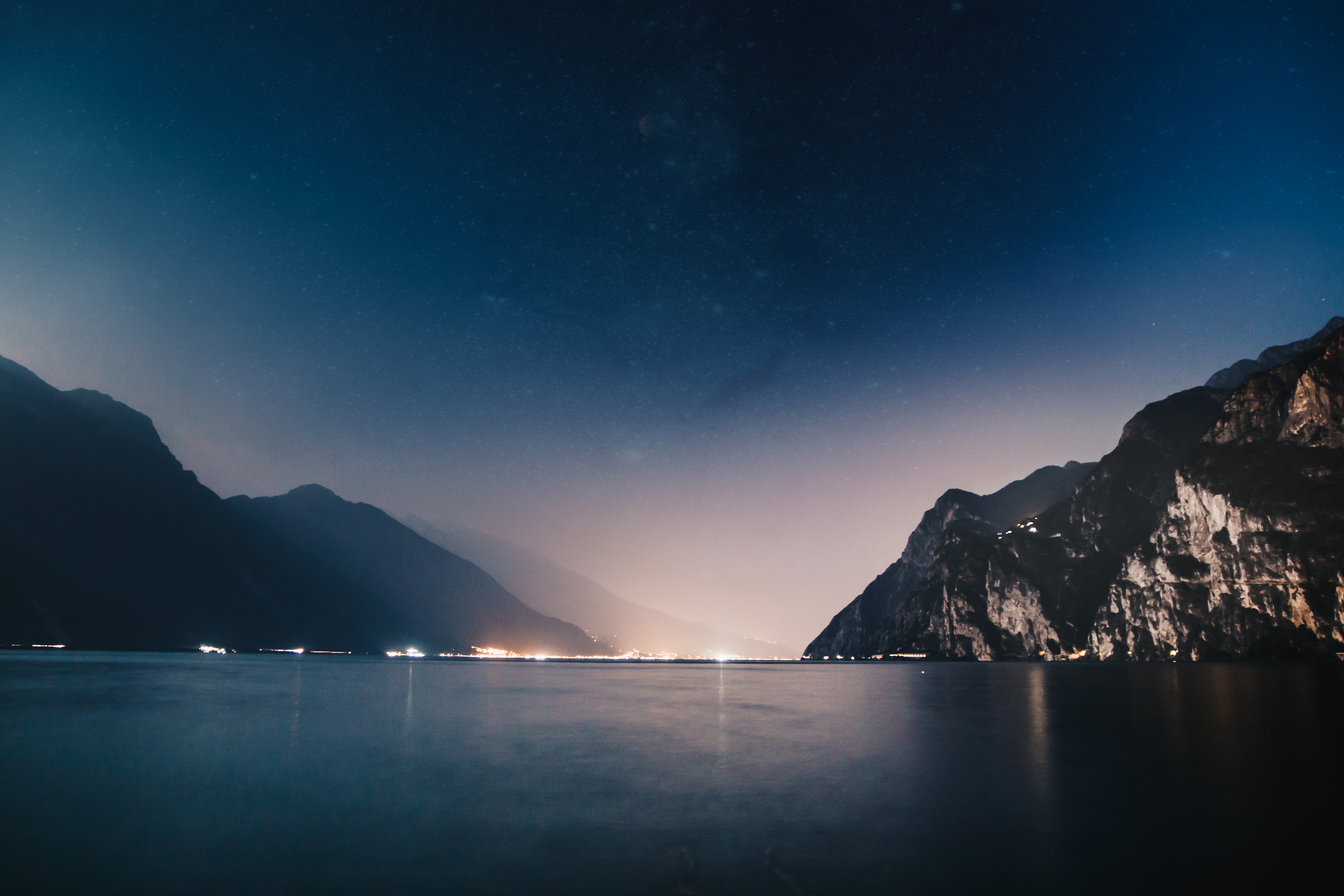 Download PC Wallpaper mountains, sea, night, nature