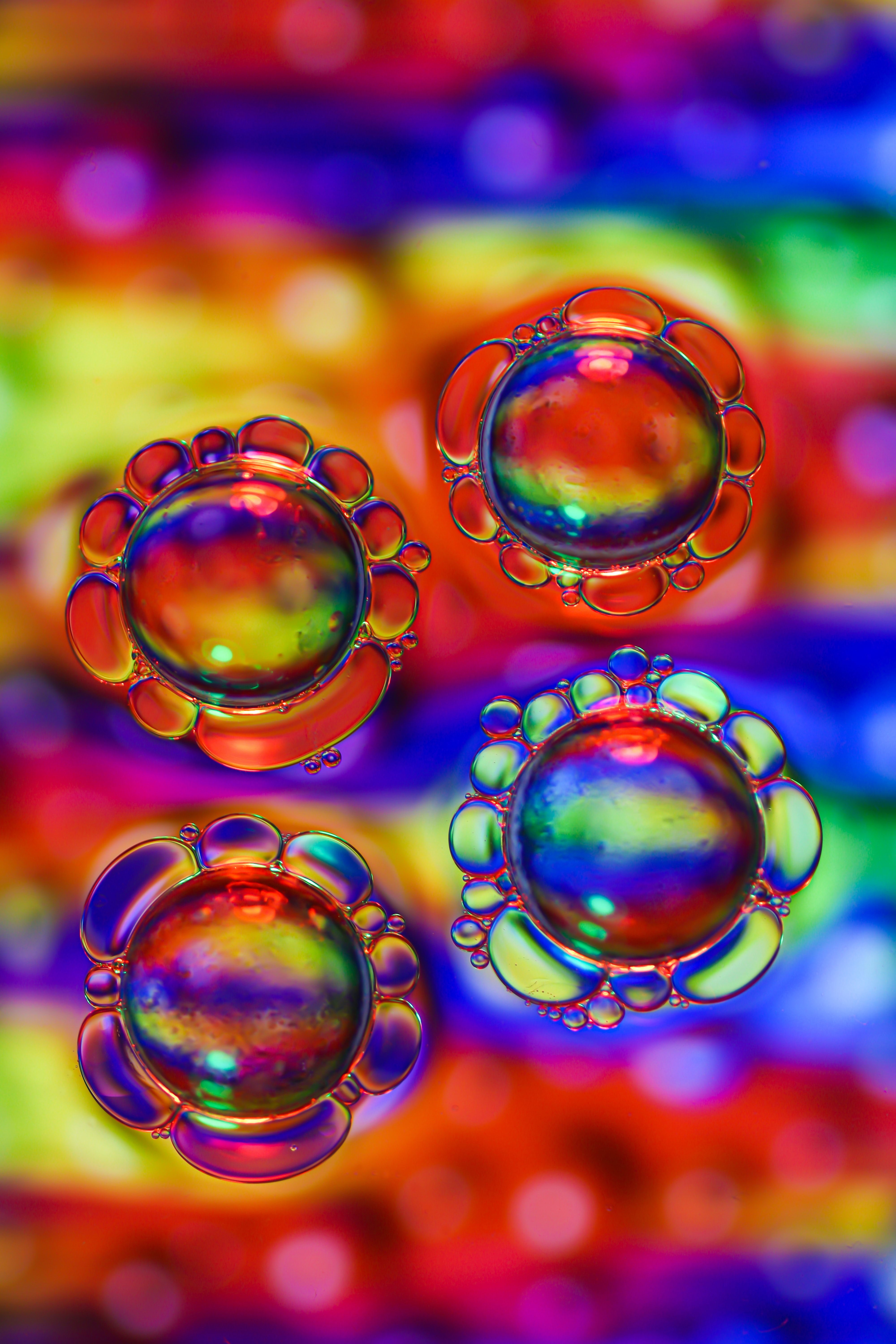 transparent, motley, bubbles, macro, multicolored, liquid
