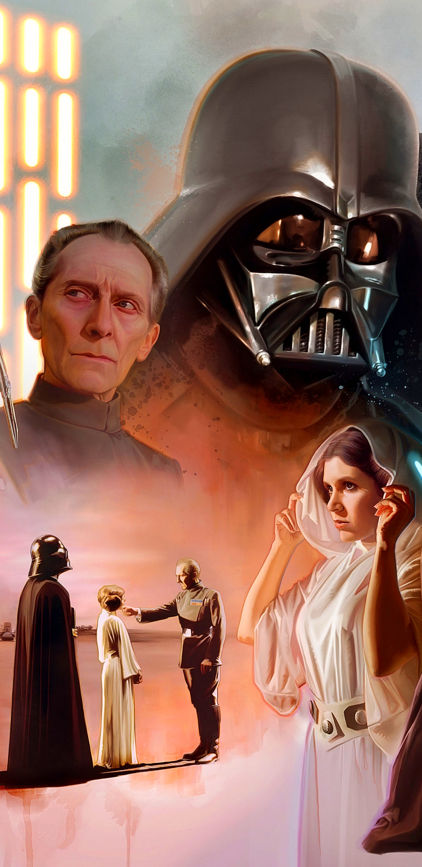 Download mobile wallpaper Star Wars, Sci Fi, Darth Vader, Princess Leia for free.
