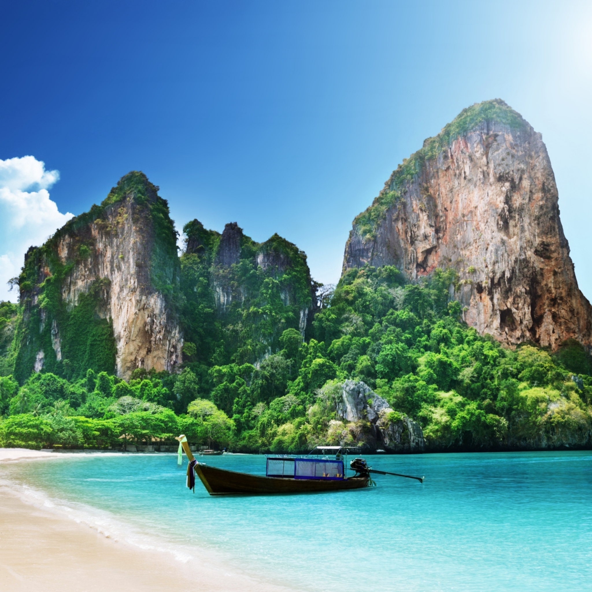 Download mobile wallpaper Nature, Beach, Boat, Island, Photography, Thailand, Railay Beach for free.