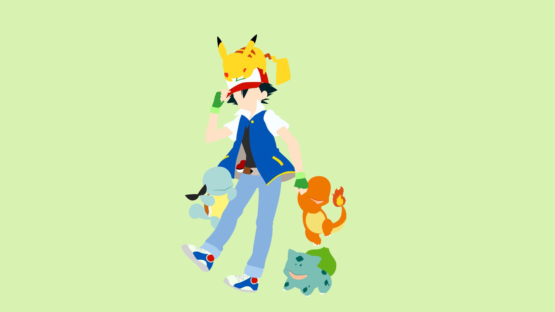 Baixar papel de parede para celular de Anime, Pokémon, Minimalista, Pikachu, Bulbasaur (Pokémon), Charmander (Pokémon), Squirtle (Pokémon), Ash Ketchum gratuito.