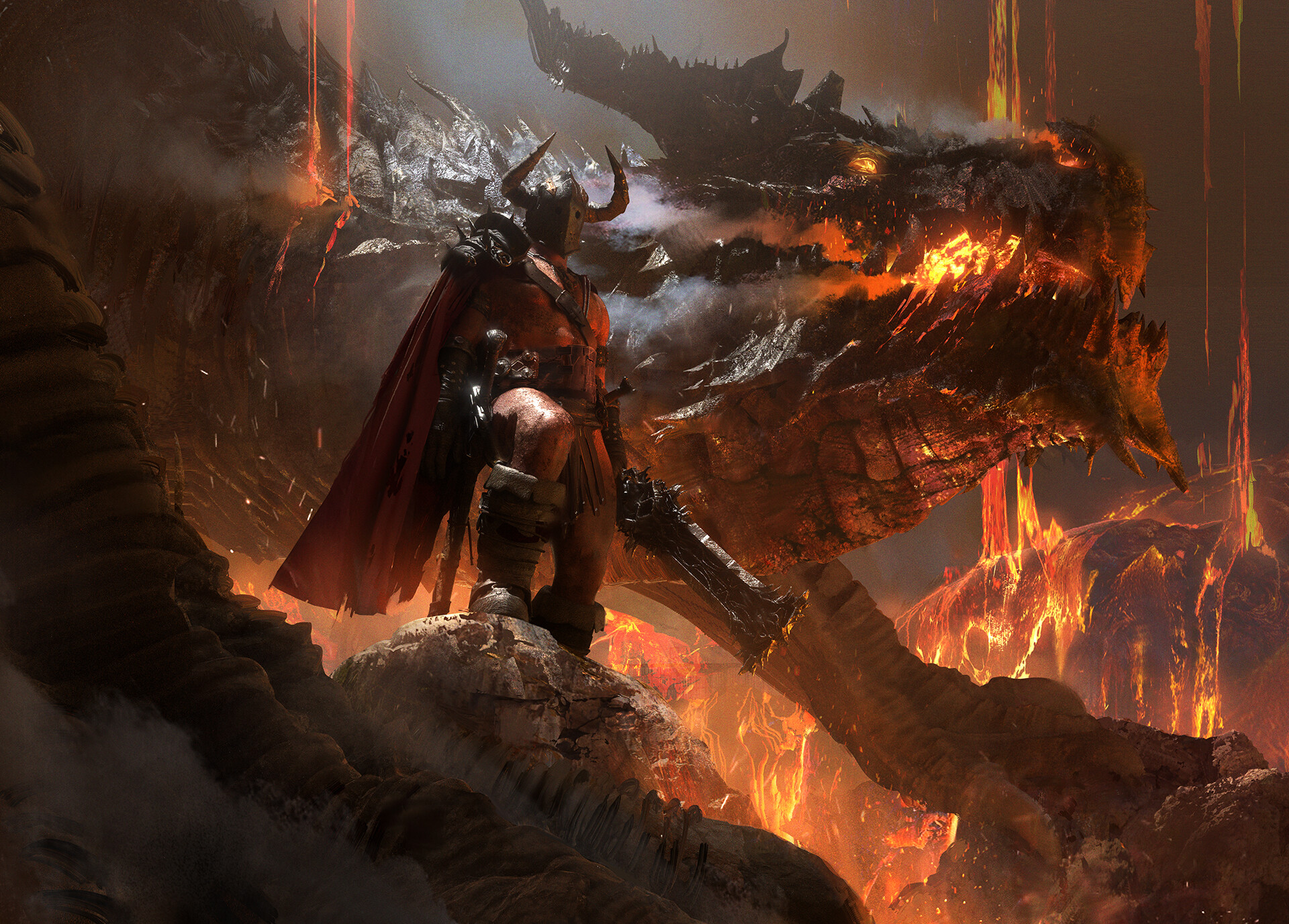 Free download wallpaper Fantasy, Dragon, Warrior on your PC desktop