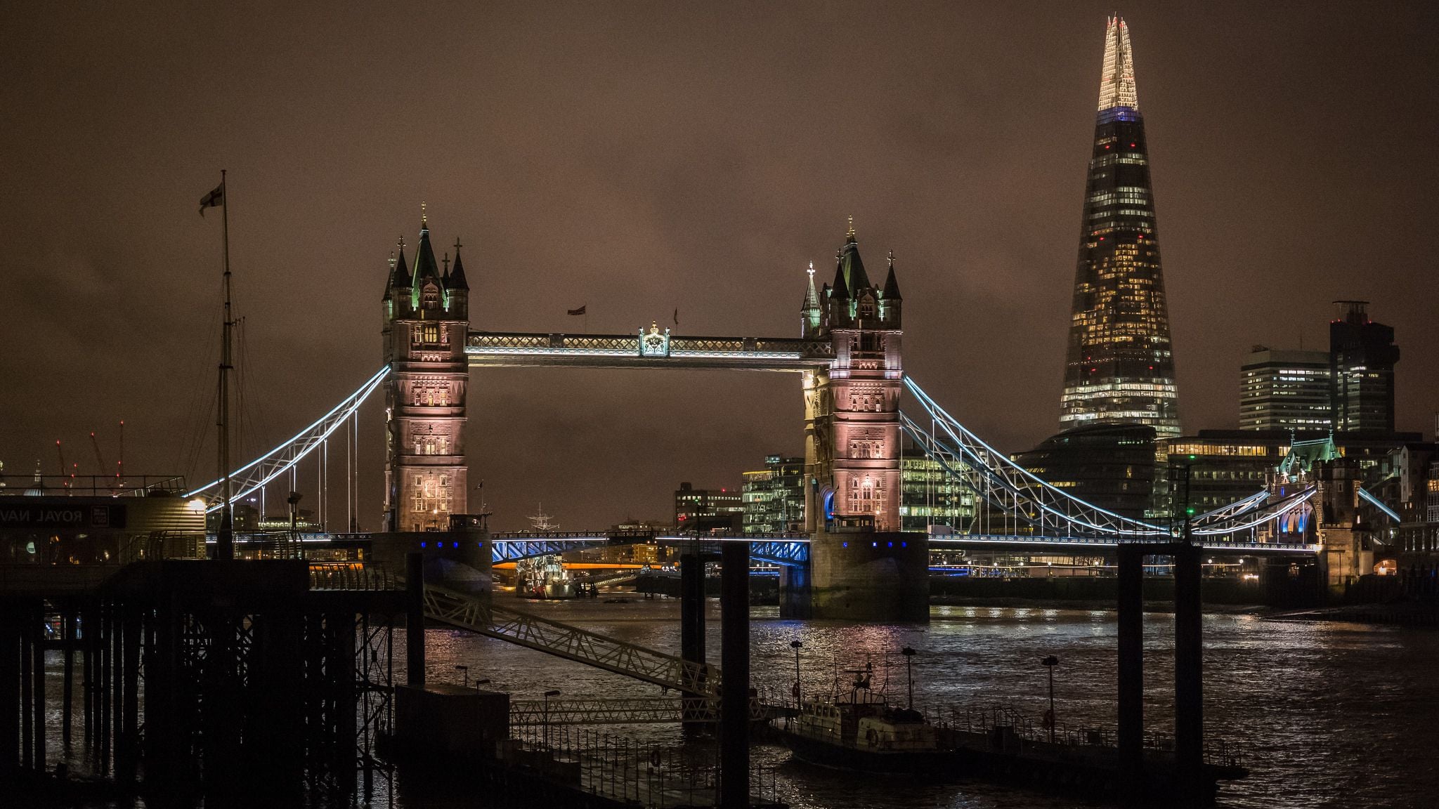 Download mobile wallpaper Bridges, Night, London, Tower Bridge, Man Made for free.