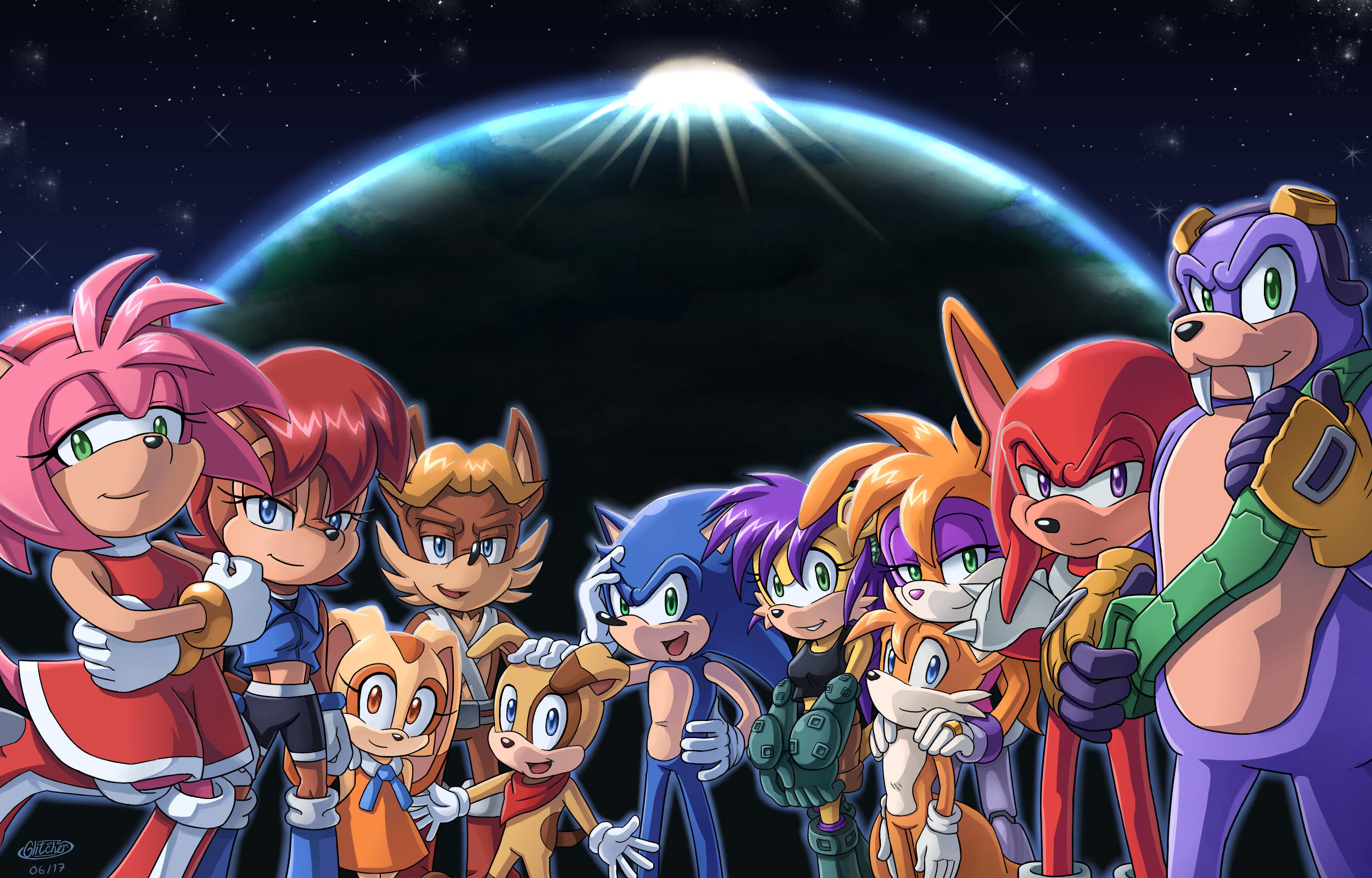 comics, sonic the hedgehog, amy rose, antoine d'coolette, ben muttski, bunnie rabbot, cream the rabbit, freedom fighters (sonic the hedgehog), knuckles the echidna, miles 'tails' prower, mina mongoose, rotor the walrus, sally acorn, sonic