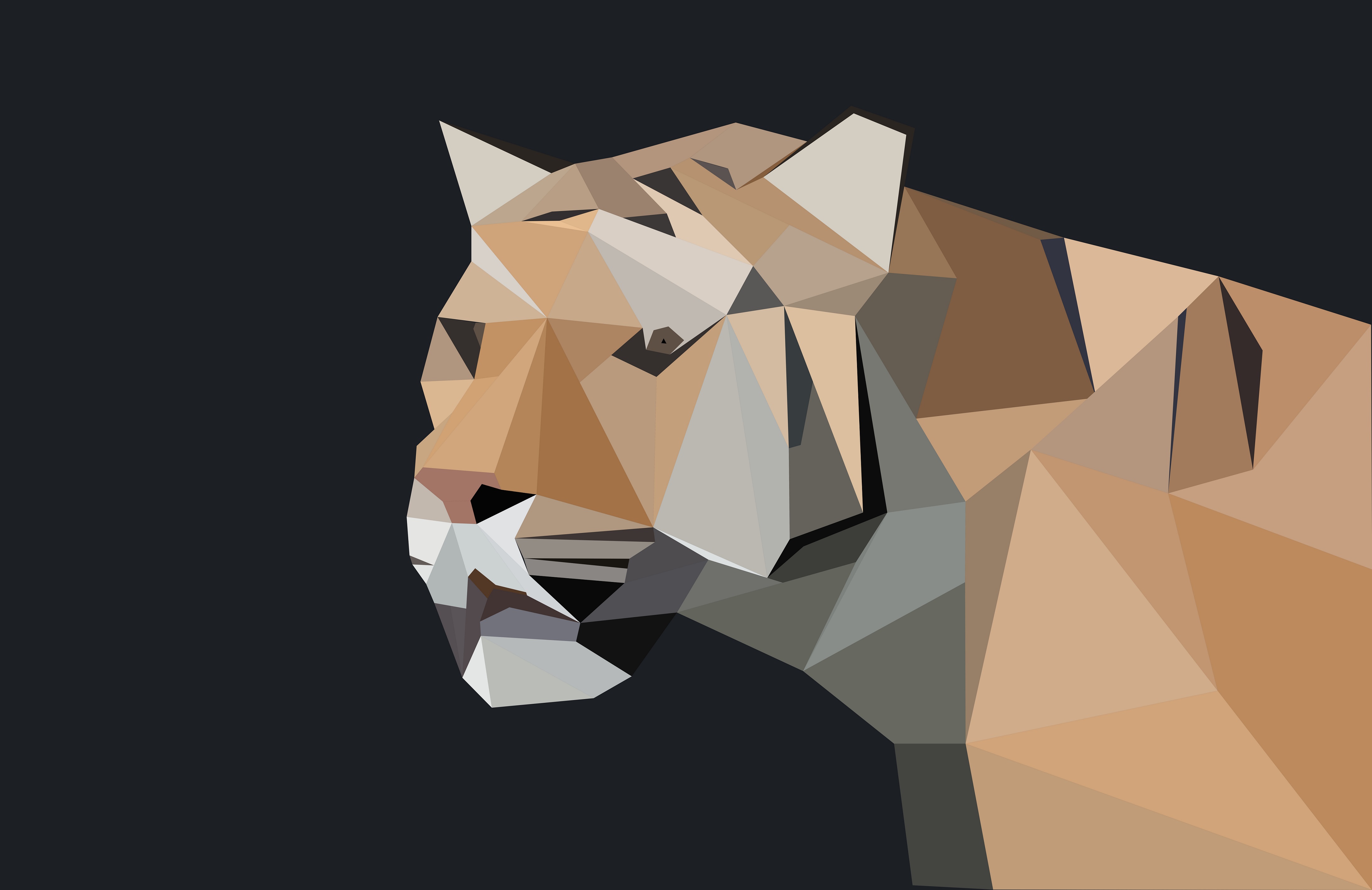 abstract, facets, low poly, polygon, tiger