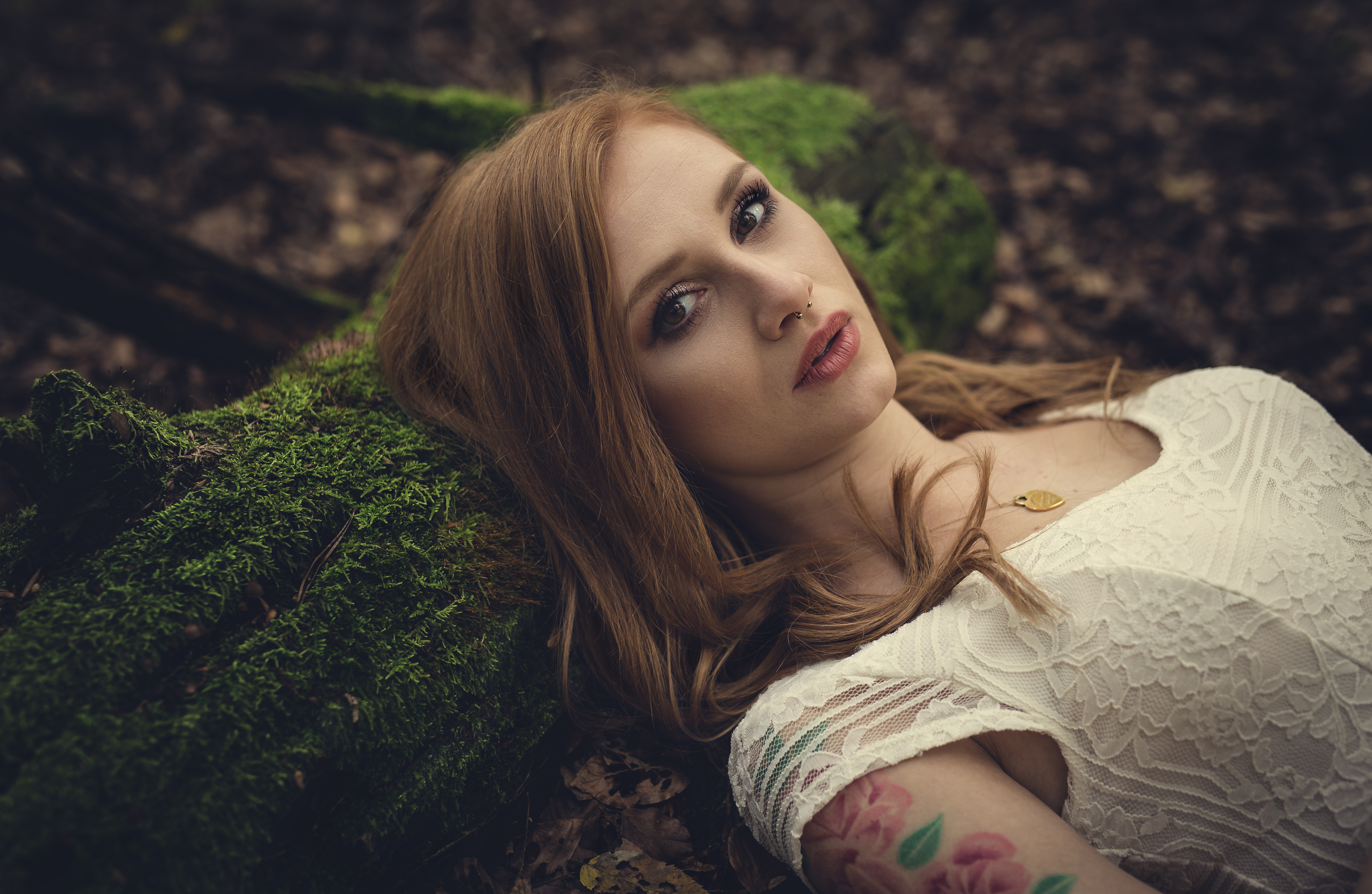 Download mobile wallpaper Redhead, Tattoo, Model, Women, Brown Eyes for free.